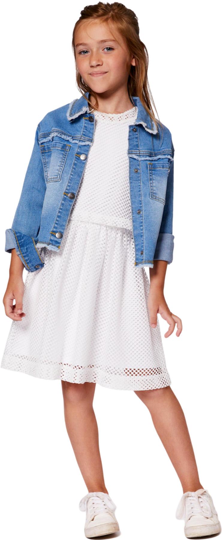 Numéro de l'image de la galerie de produits 4 pour le produit Manteau en denim effiloché avec broderie - Petite fille 