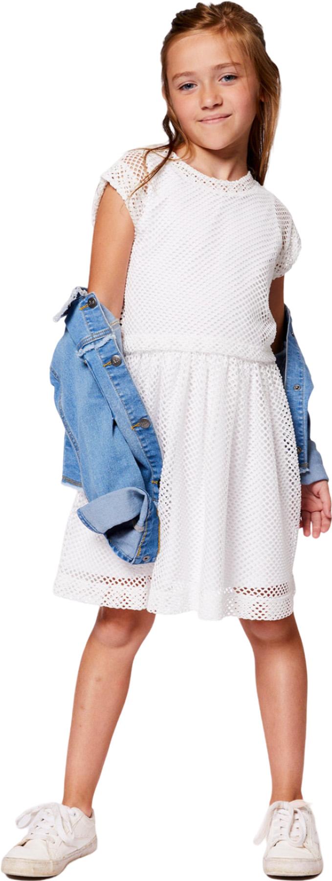 Product gallery image number 2 for product Bi-Material Mesh and Organic Cotton Dress - Little Girl