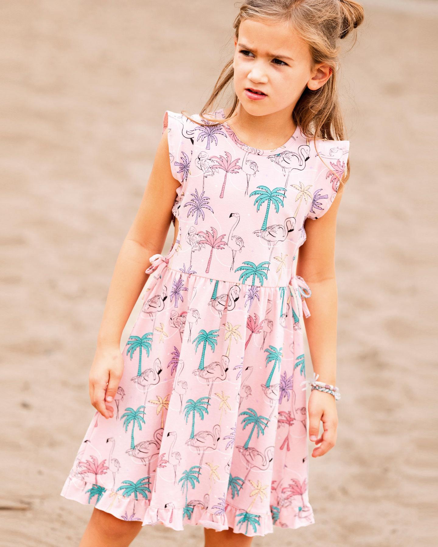 Numéro de l'image de la galerie de produits 5 pour le produit Robe imprimée en coton biologique avec découpes sur les côtés - Petite fille