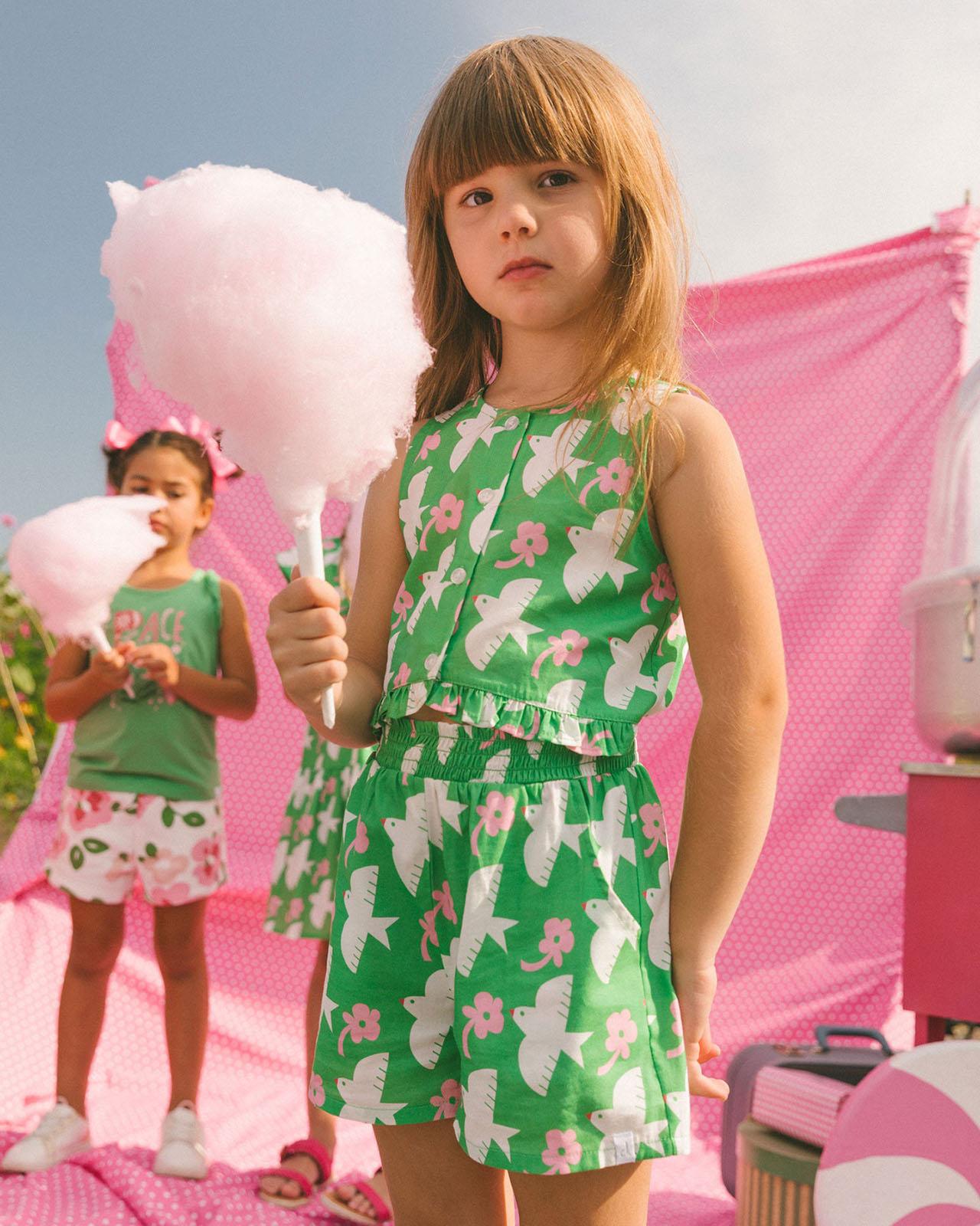 Product gallery image number 3 for product Printed Romper with Frills - Little Girl 