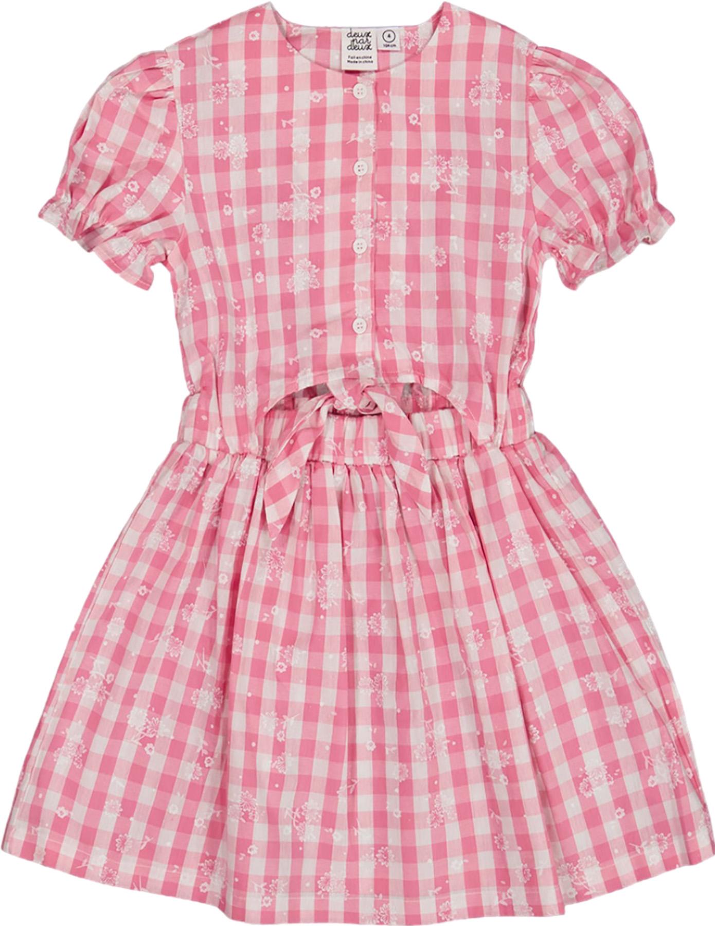 Product gallery image number 1 for product Puff Sleeve Vichy Dress with Waist Tie - Big Girl 