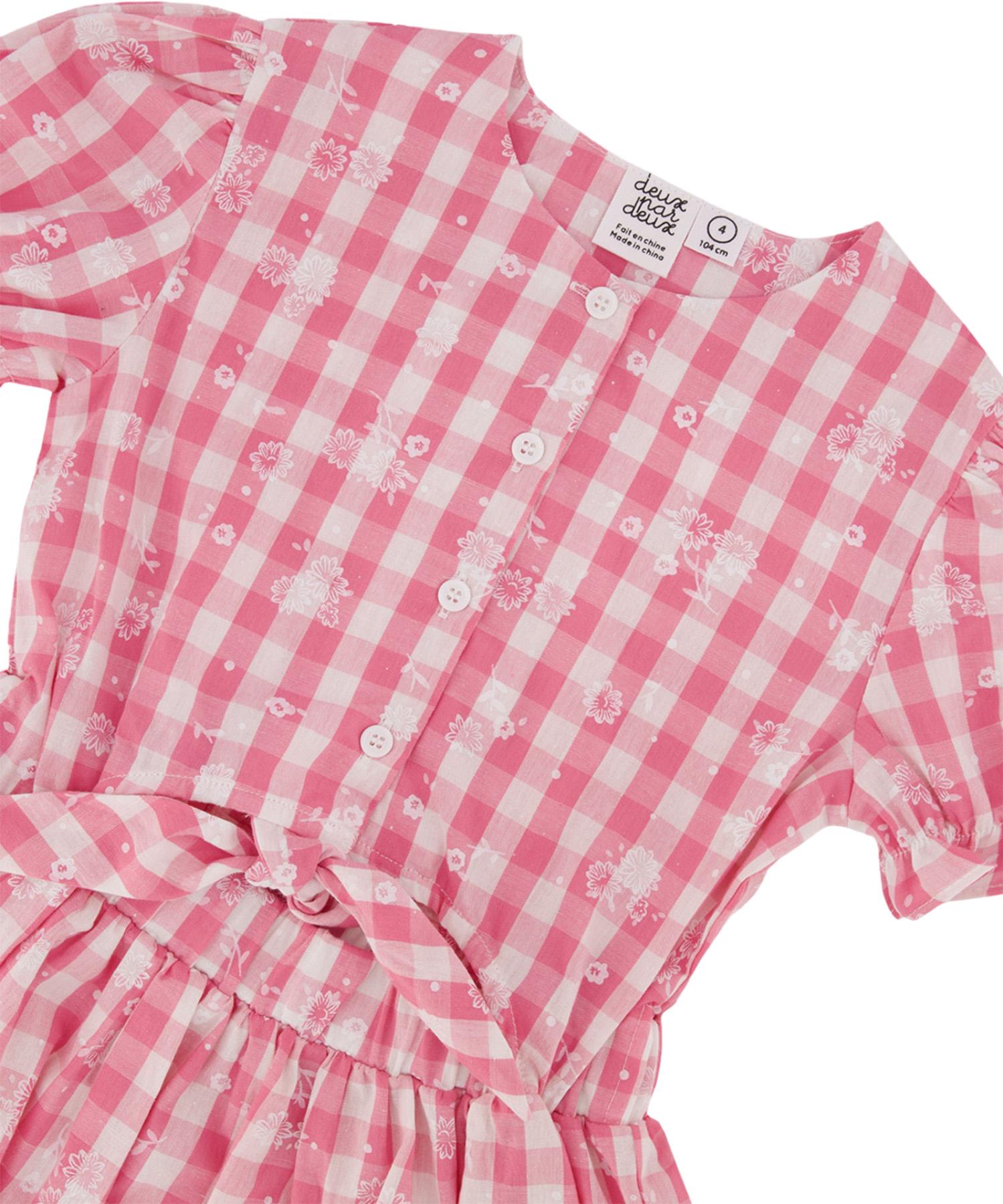 Numéro de l'image de la galerie de produits 4 pour le produit Robe à manches bouffantes avec ceinture en vichy - Petite fille