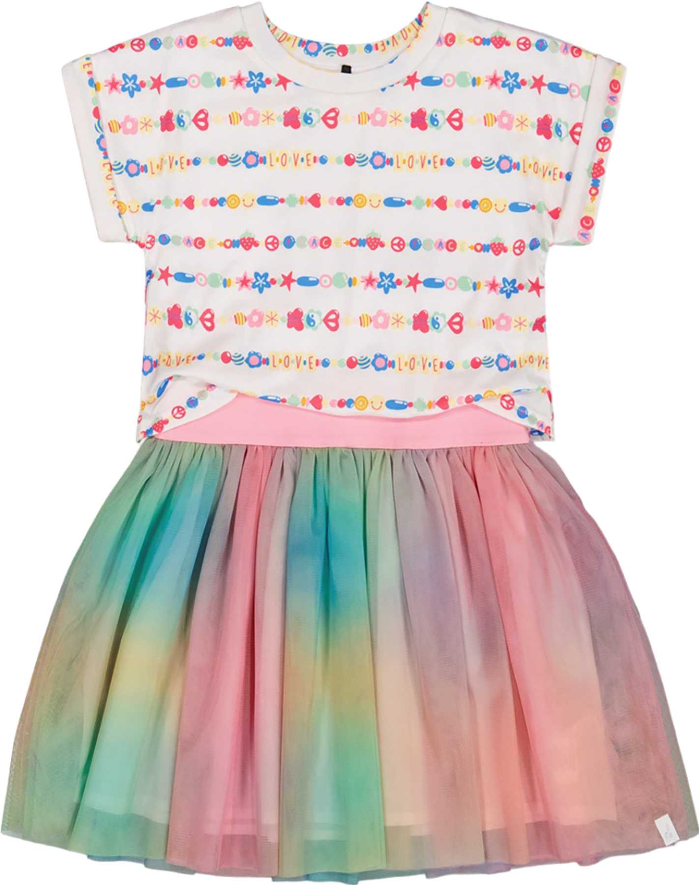 Product image for Bi-Material Dress with Mesh Skirt - Little Girl  
