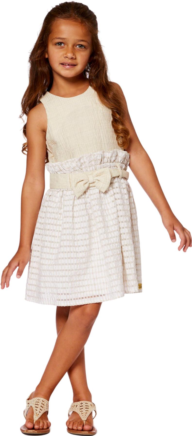 Product gallery image number 4 for product Bi-Material Belted Dress - Little Girl