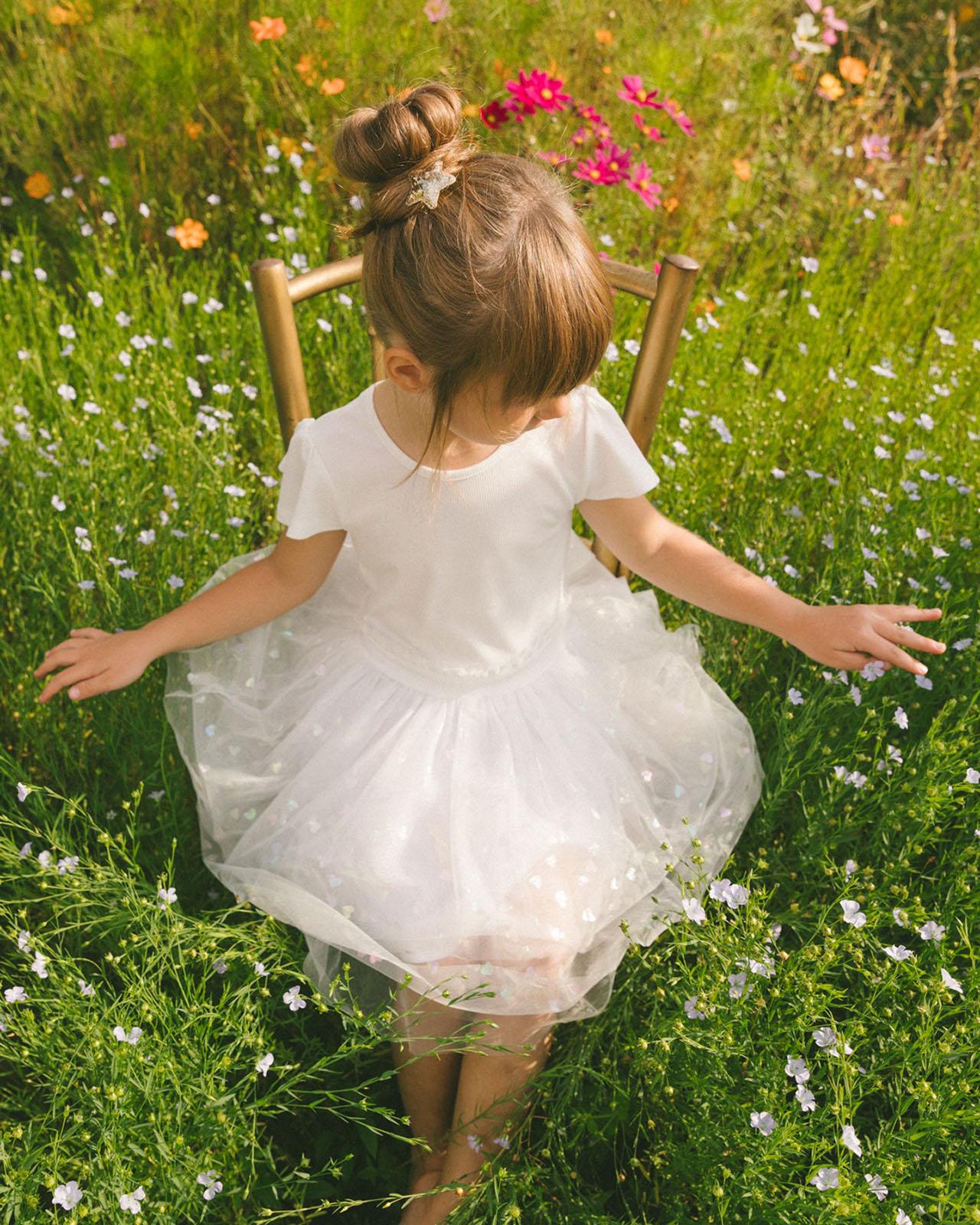 Product gallery image number 4 for product Robe bi-matière avec jupe à cœurs pailletés - Grande Fille