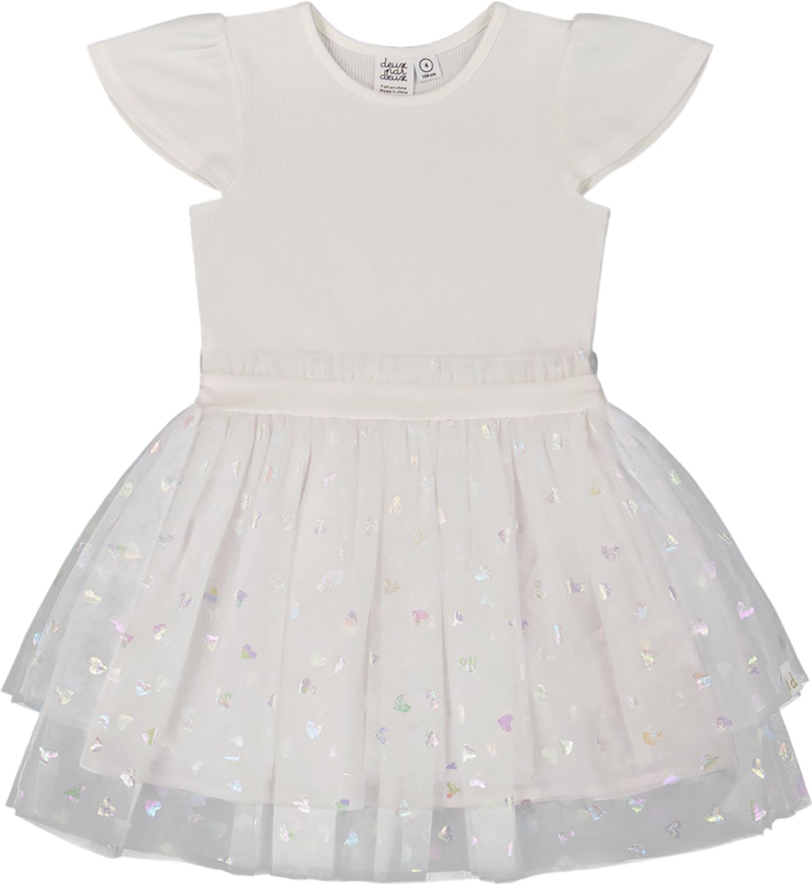 Product gallery image number 1 for product Robe bi-matière avec jupe à cœurs pailletés - Grande Fille