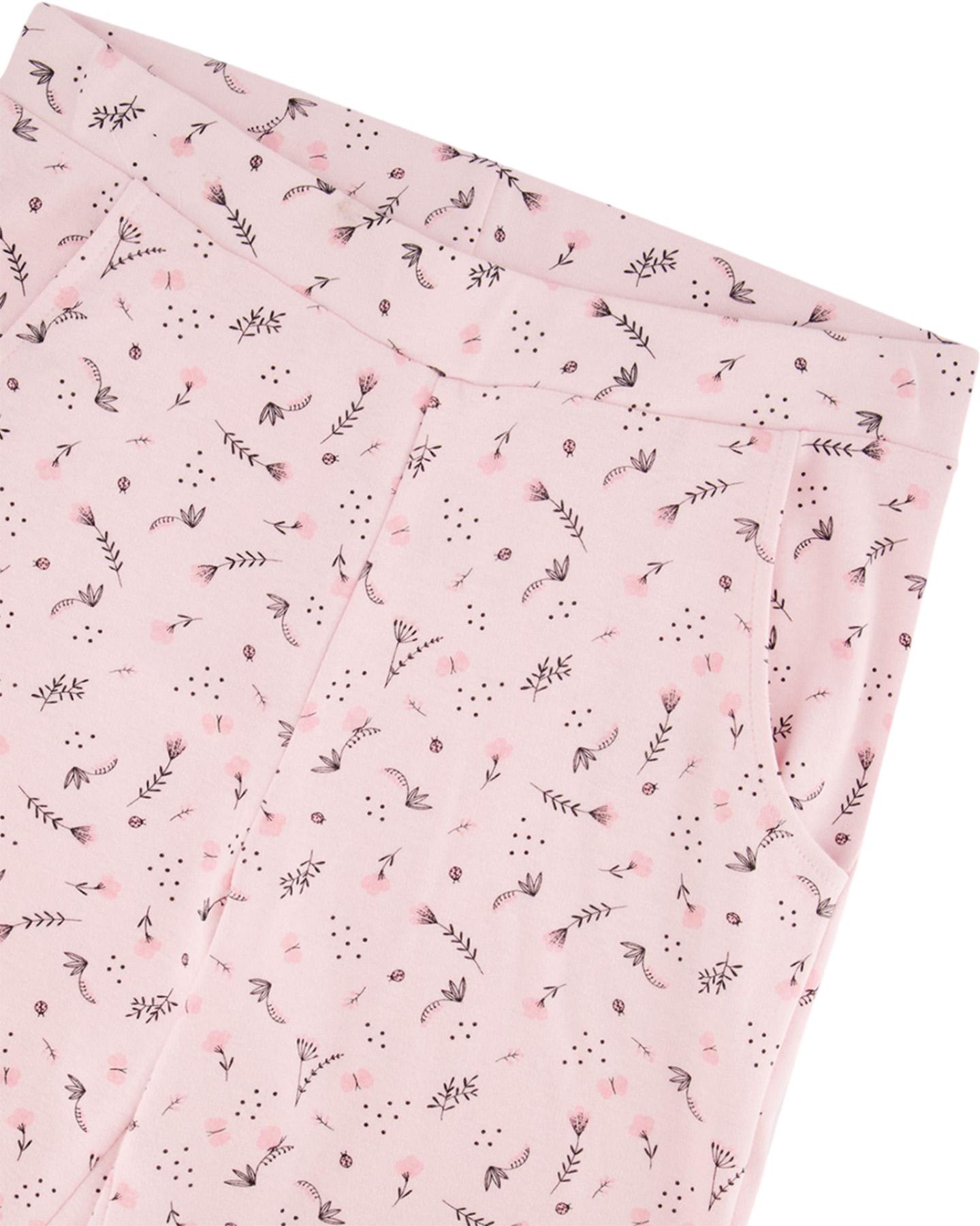 Product gallery image number 3 for product Flowers Printed Organic Cotton Two-Piece Pajama Set - Girl