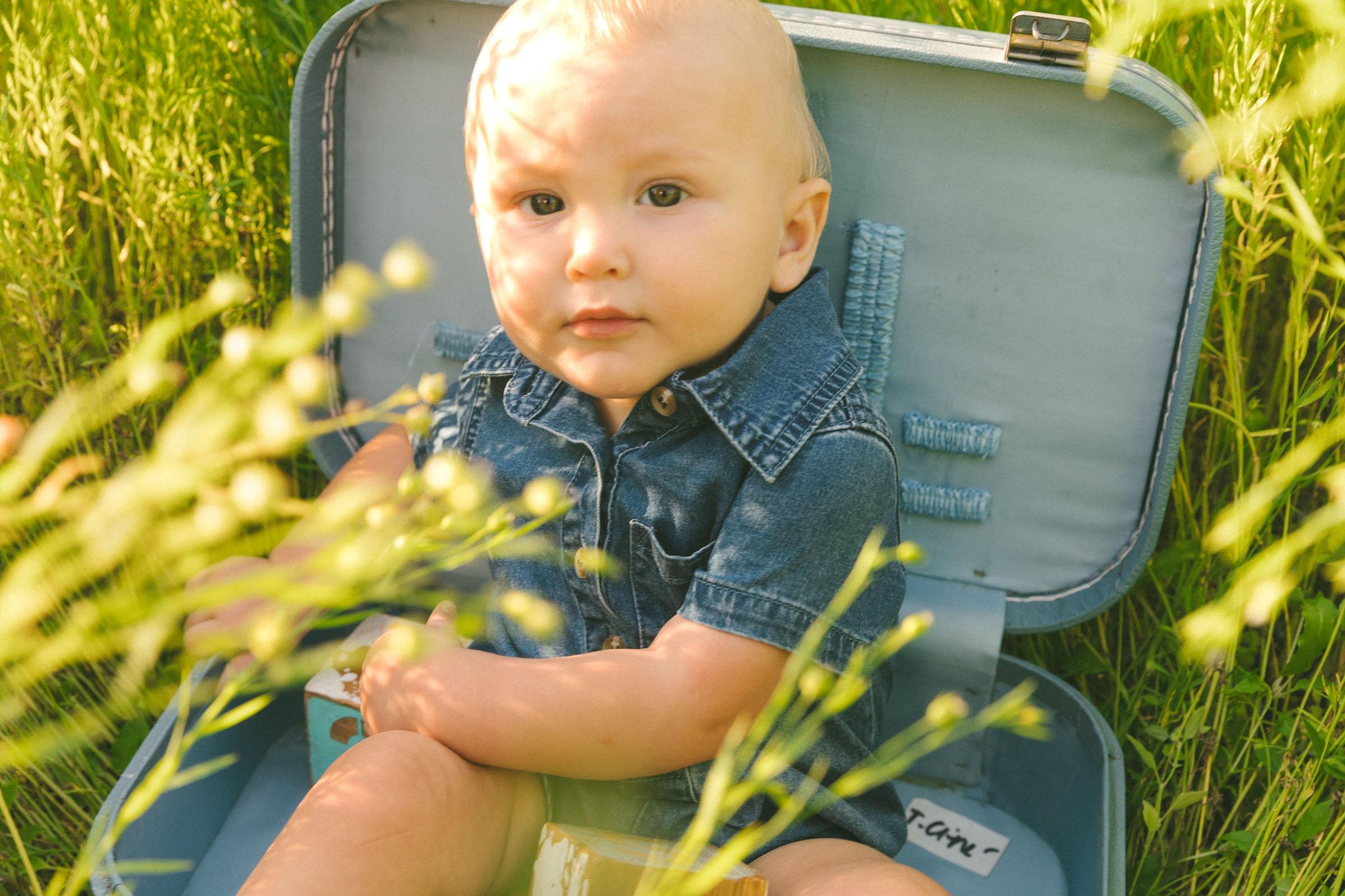 Product gallery image number 3 for product One-Piece Denim Romper - Baby Boy
