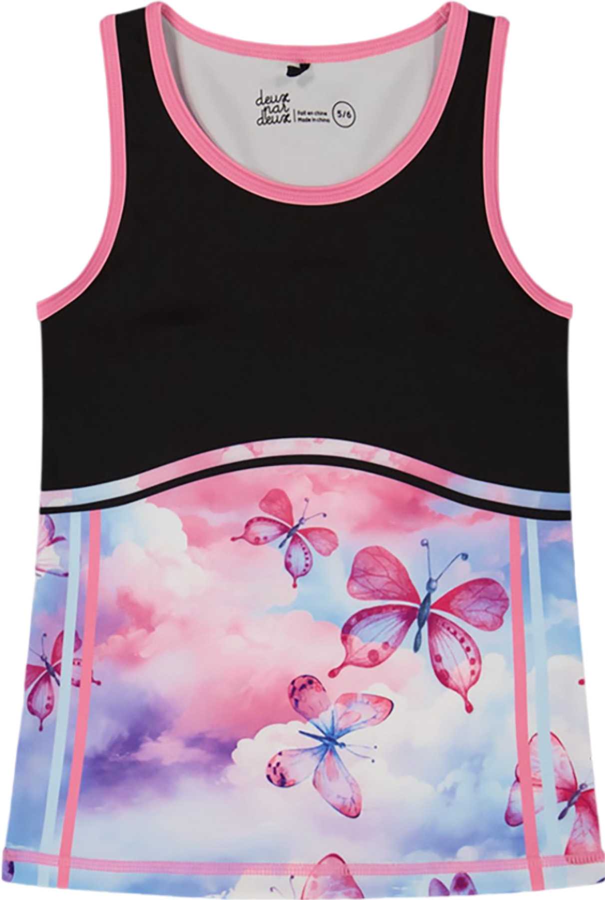 Product image for Butterflies Printed Colorblock Athletic Tank Top - Little Girl