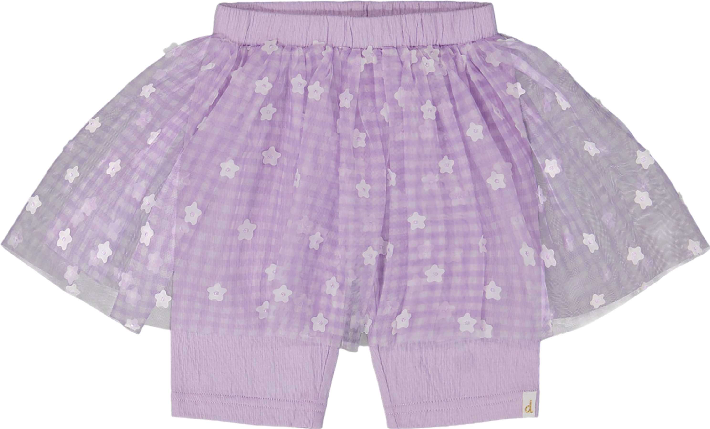 Image de produit pour Short cycliste en jersey froissé avec jupe en tulle fleurie - Petite fille
