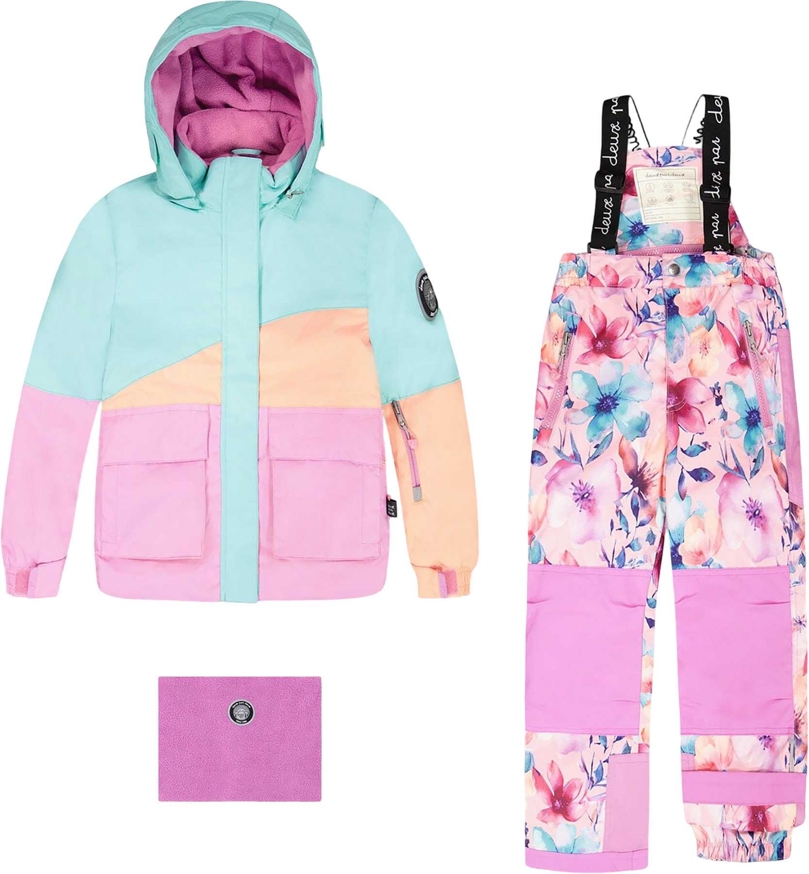 Product image for Pink Watercolor Flower Play Two-Piece Snowsuit - Little Girl