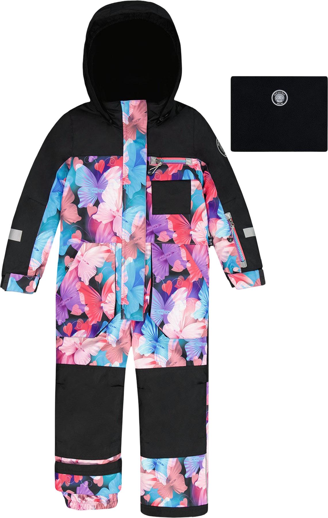 Product image for Black Butterfly Print Play One-Piece Snowsuit - Little Girl