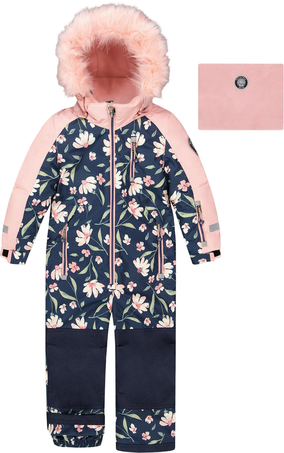 Product gallery image number 1 for product Navy Flower Print Play One-Piece Snowsuit - Little Girl