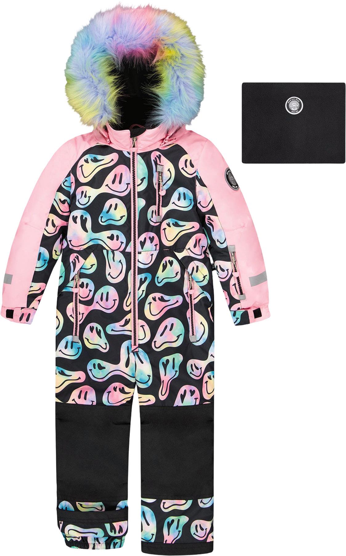Product image for Navy Flower Print Play One-Piece Snowsuit - Little Girl