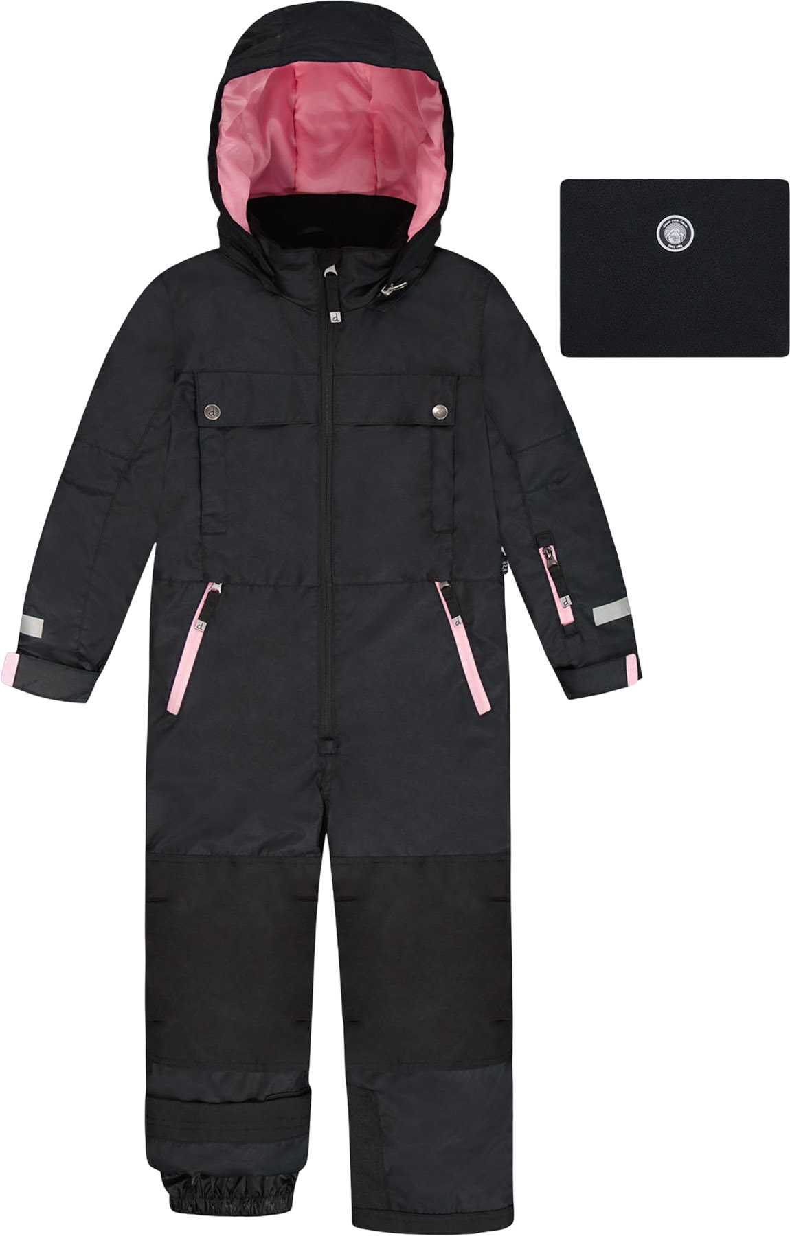 Product image for Black With Pink Teknik One-Piece Snowsuit - Little Girl