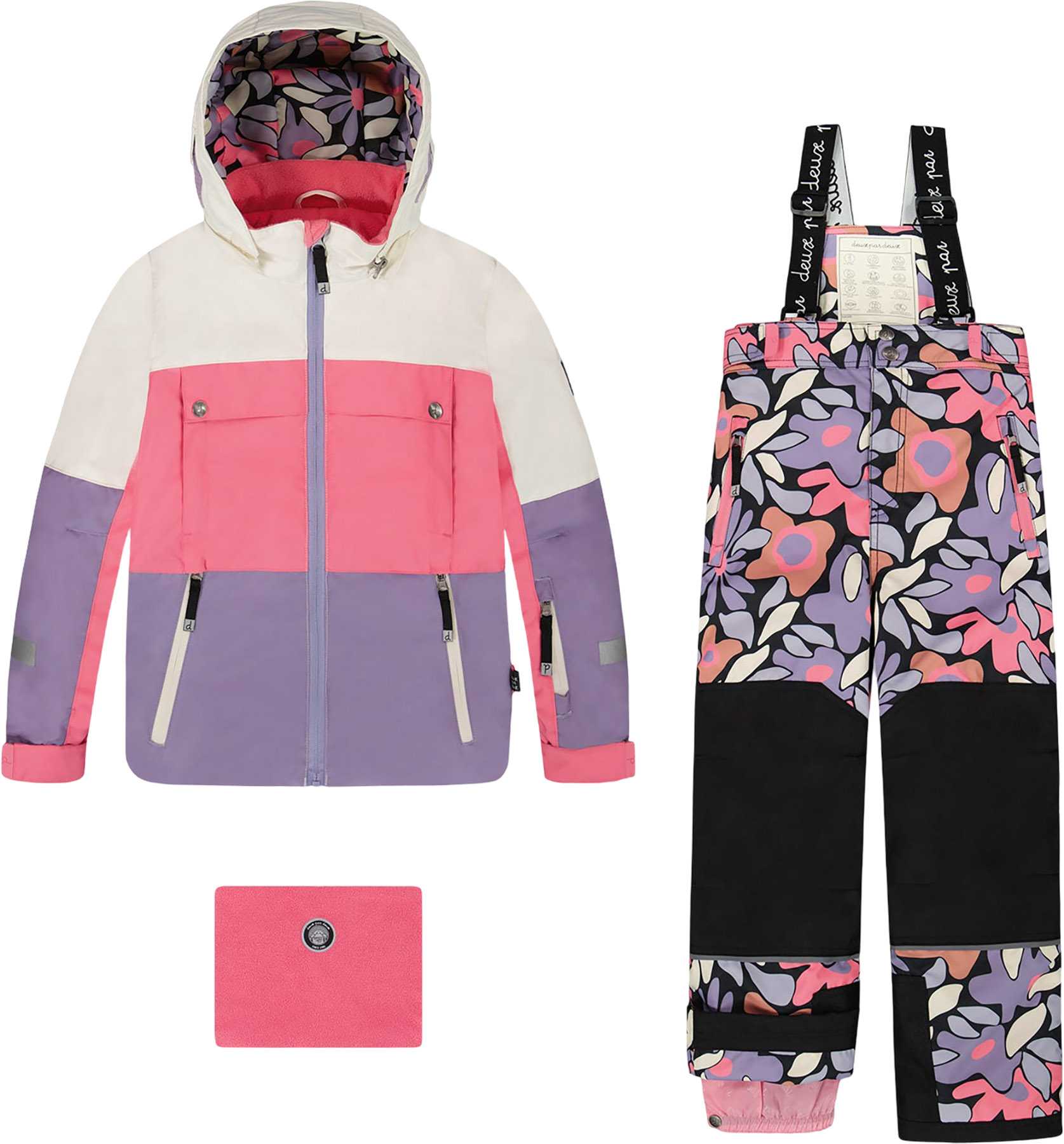 Product image for Black Retro Flower Teknik Two-Piece Snowsuit - Big Girl