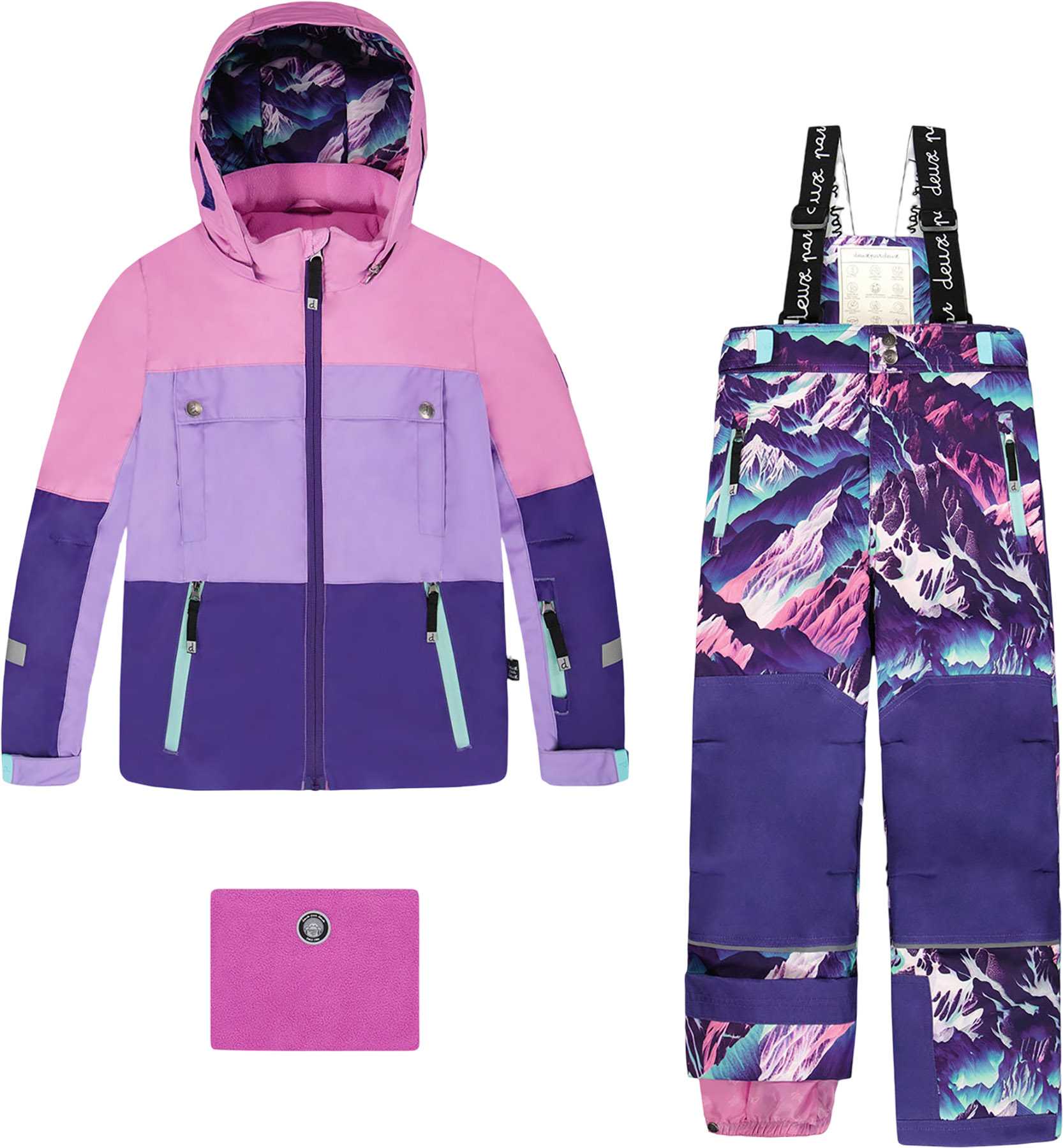Product image for Black Retro Flower Teknik Two-Piece Snowsuit - Little Girl