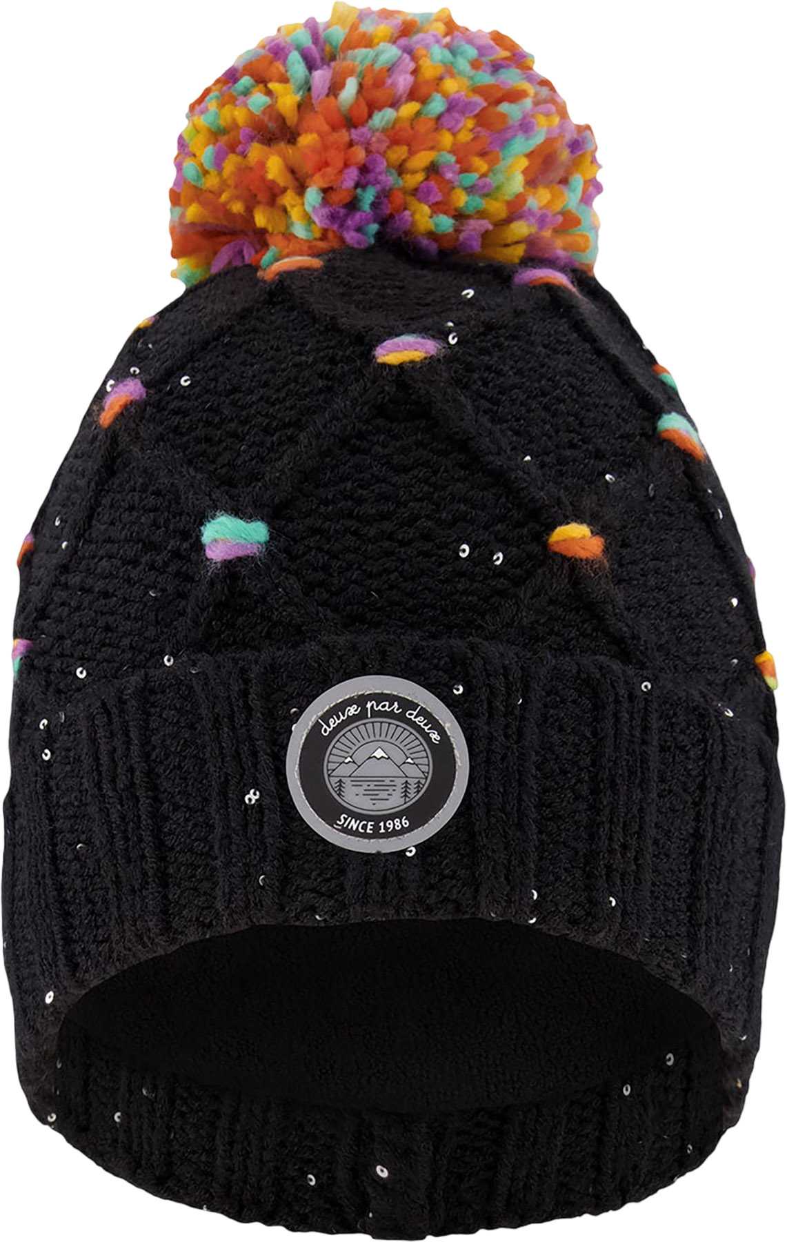 Product image for Lined Knit Pompom Hat with Little Sequins - Little Girl