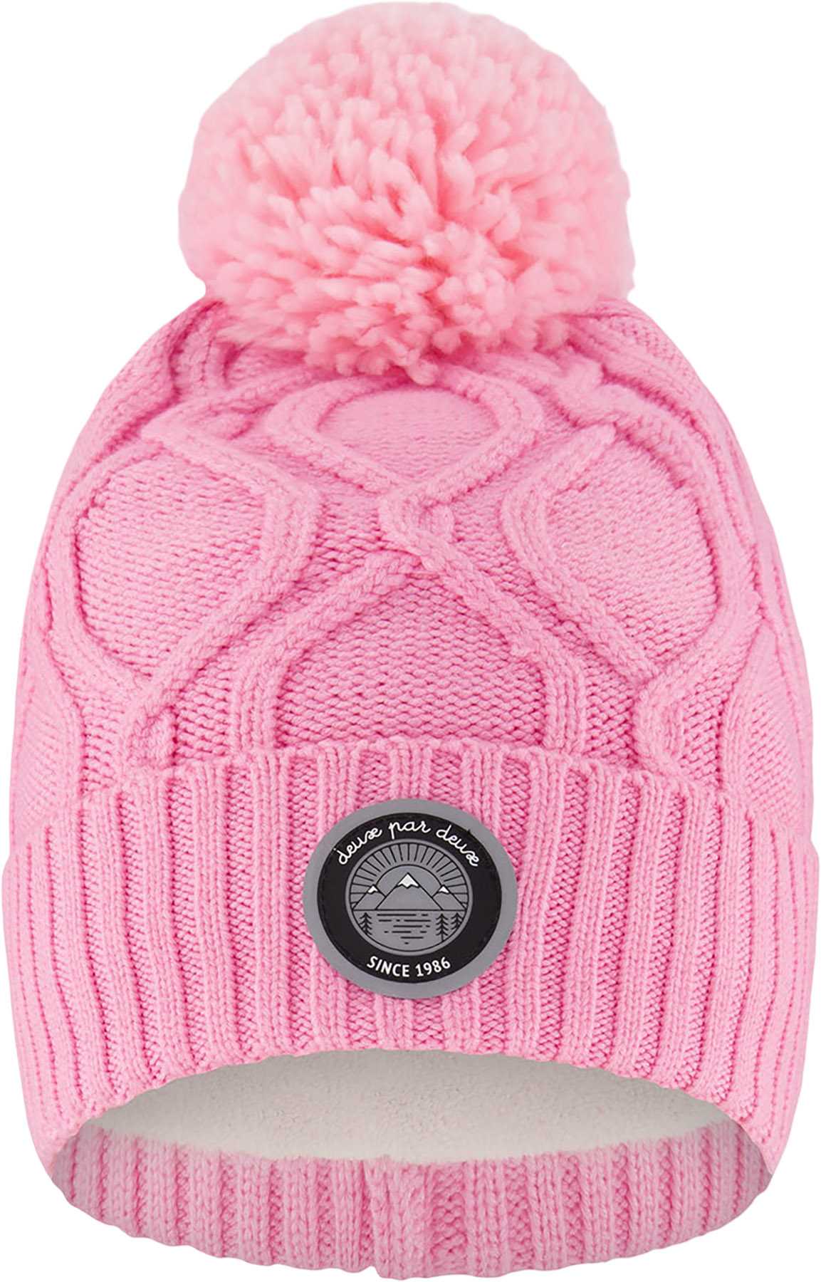 Product image for Pink Lined Knit Pompom Hat - Baby Girl