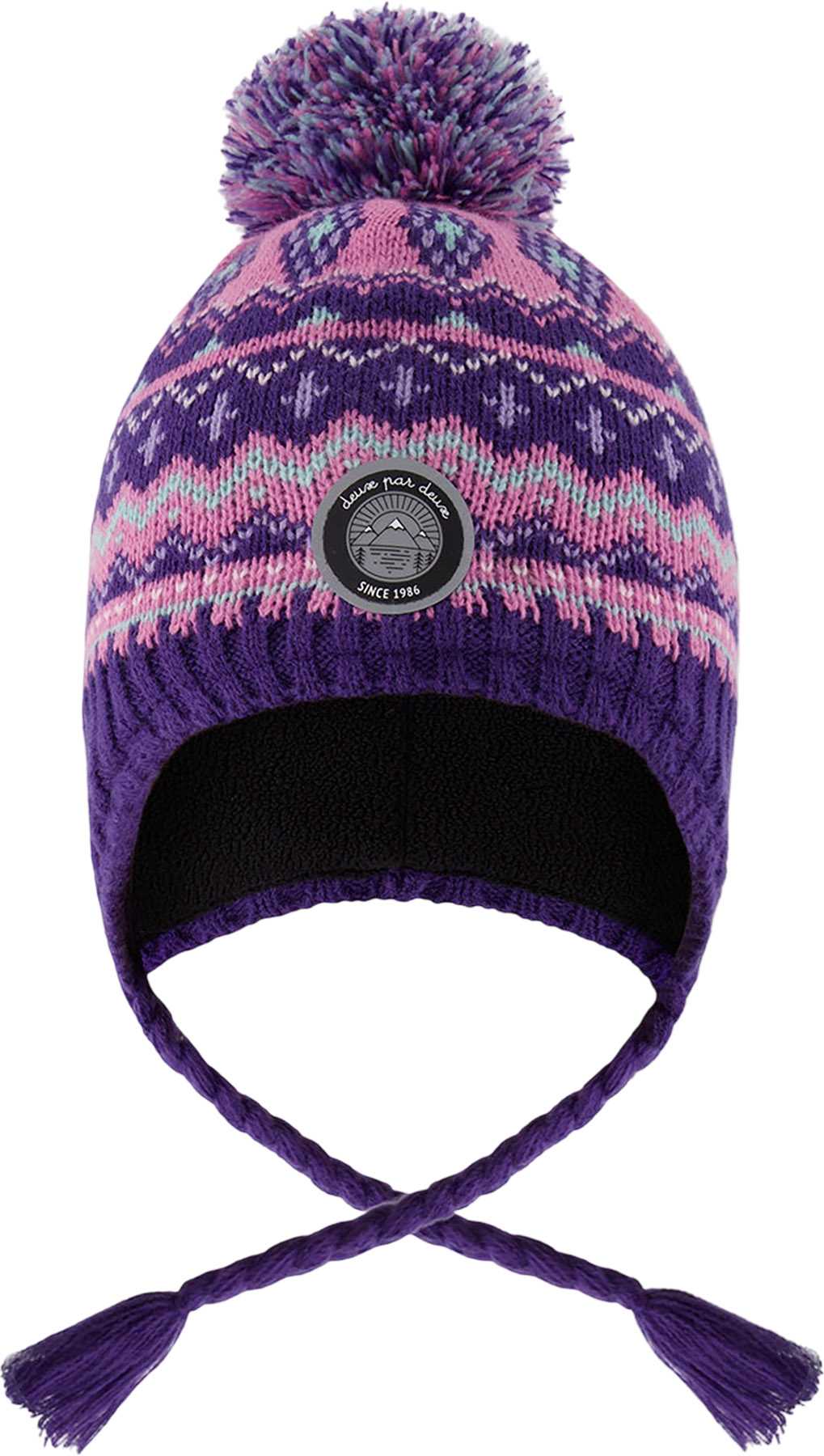 Image de produit pour Tuque péruvien en tricot doublé Mauve-Rose - Petite fille
