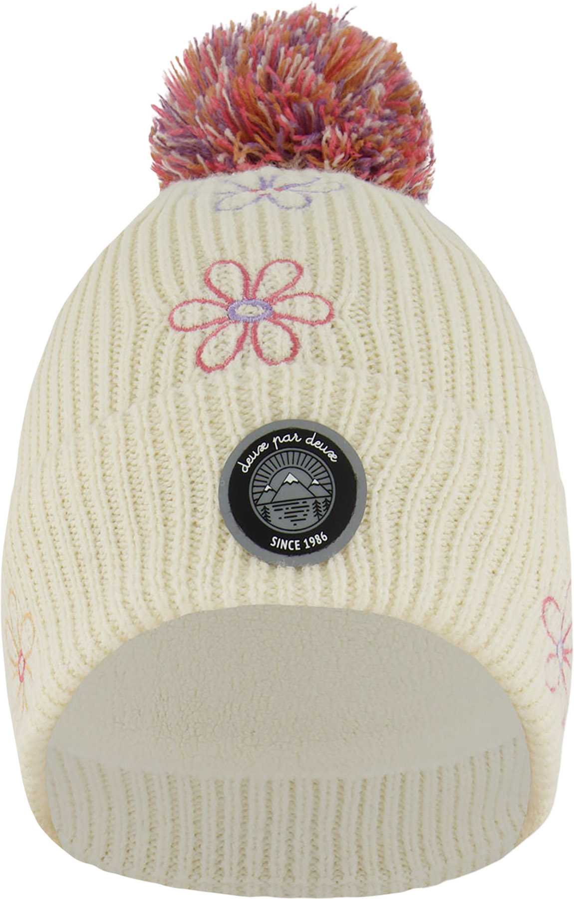 Product image for Off-White-Pink Lined Knit Pompom Hat - Little Girl