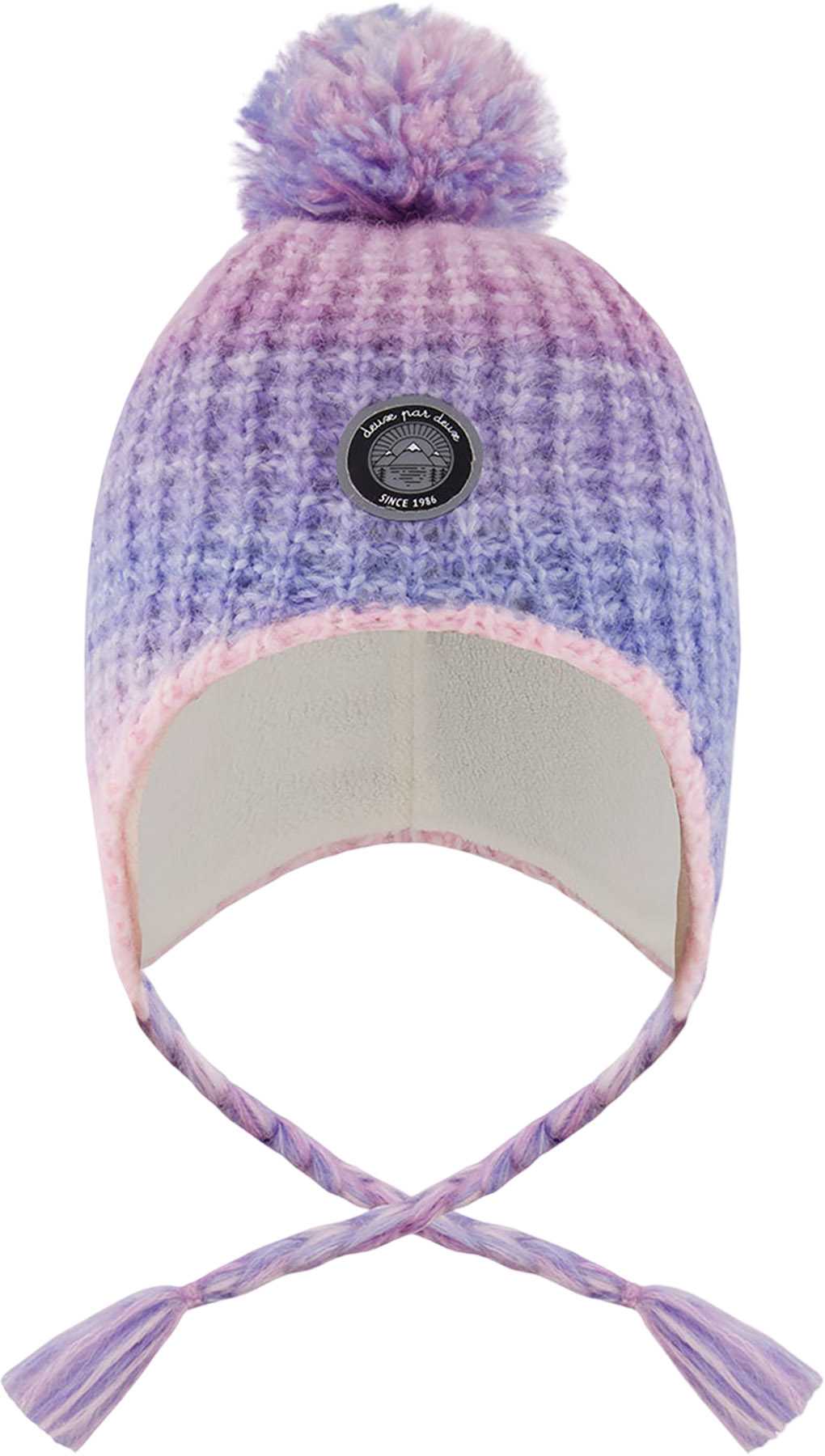 Product image for Blue-Purple-Pink Lined Peruvian Knit Pompom Hat - Little Girl