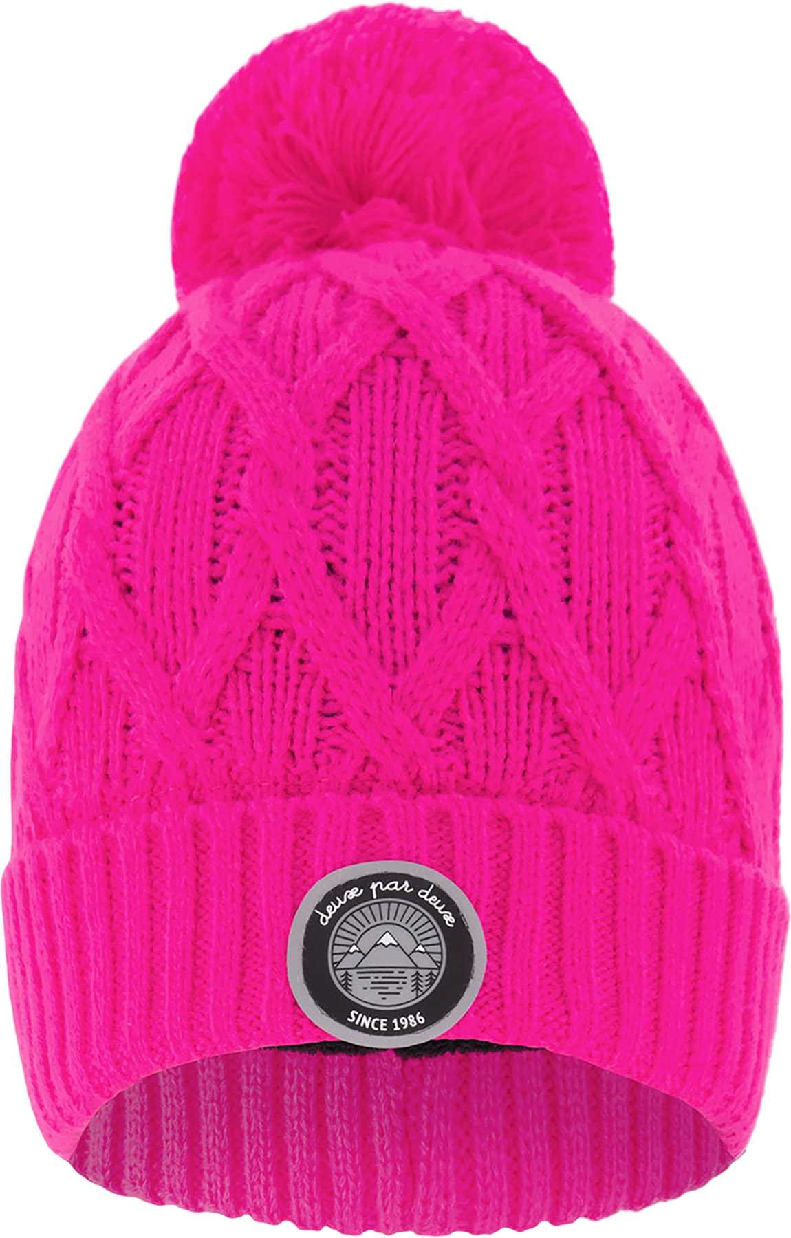 Product image for Fuchsia Lined Knit Pompom Hat - Little Girl