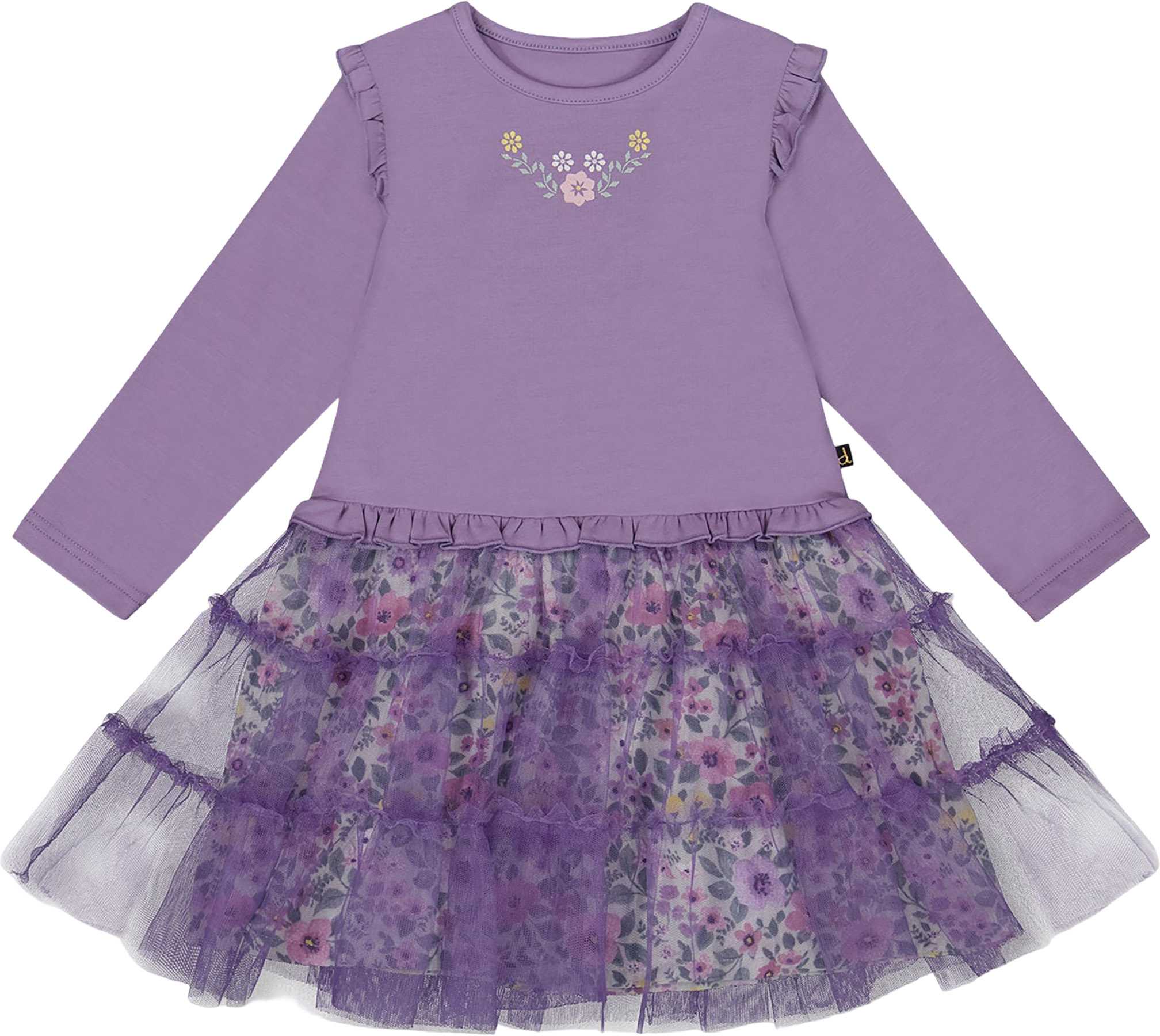 Product image for Bi-Material Dress with Muslin and Mesh Skirt - Baby Girl