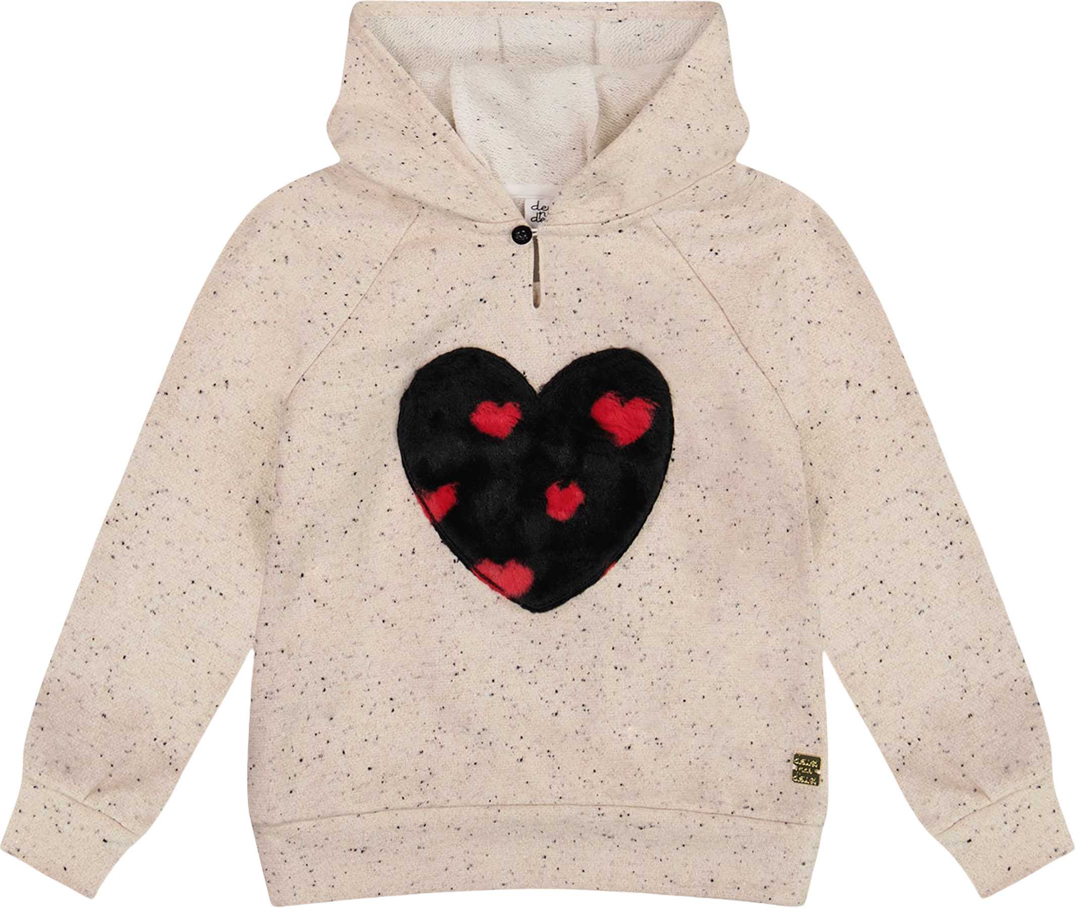 Product image for Heart Applique Glittering French Terry Hoodie - Little Girl