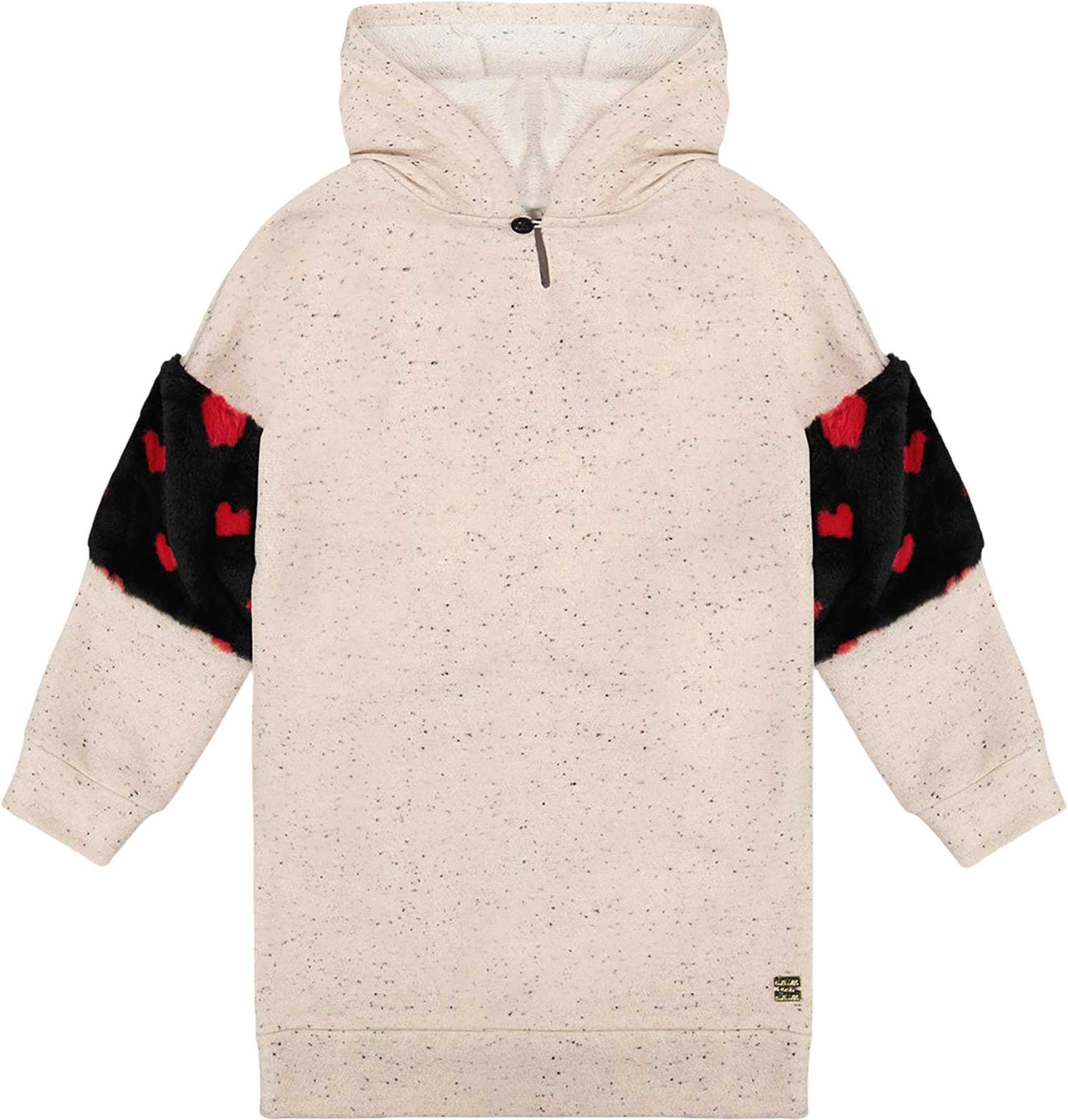 Product image for Hooded Glittering French Terry Dress with Heart Bag - Little Girl