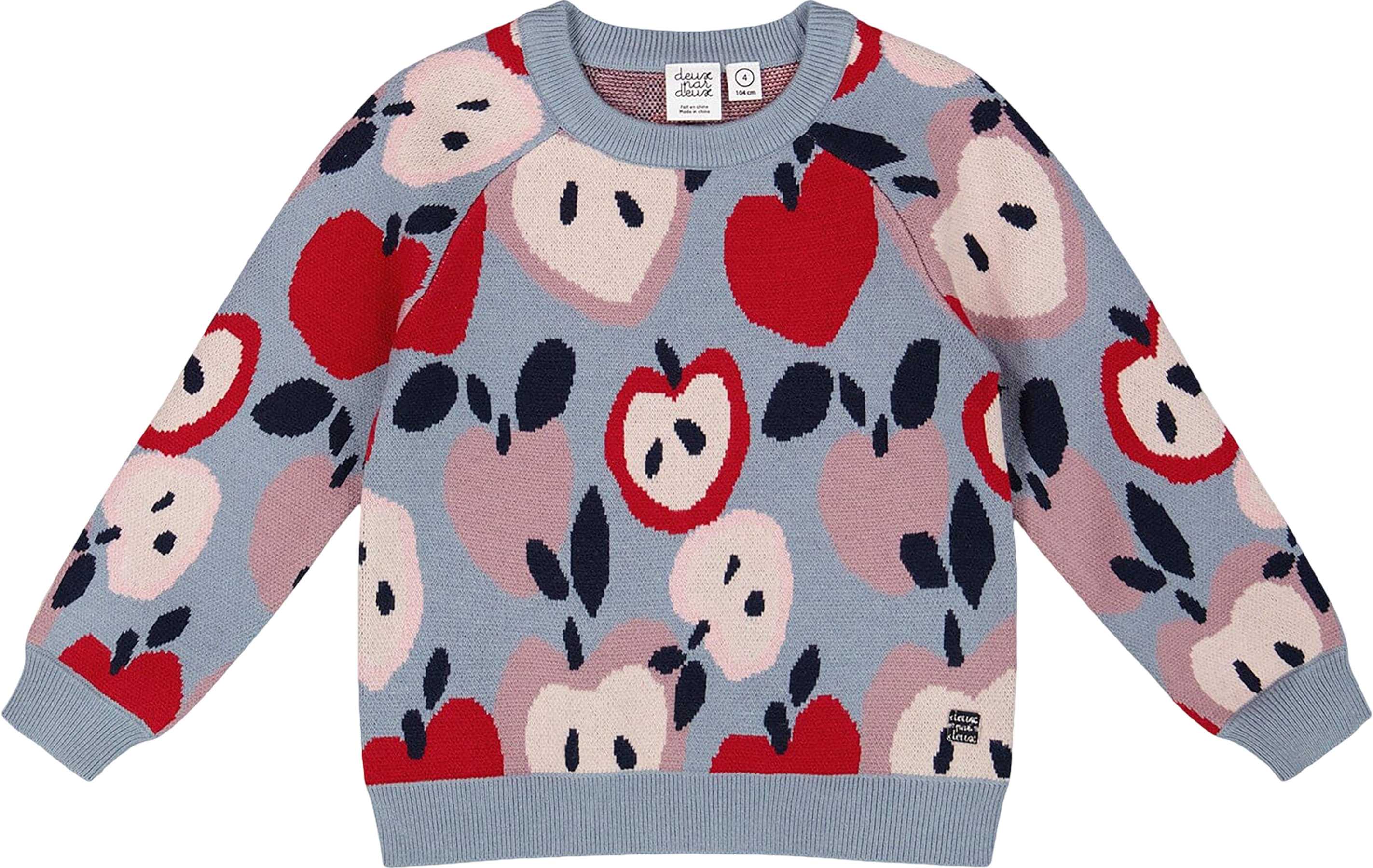 Product image for Knit Sweater with Apple Heart Jacquard - Big Girl