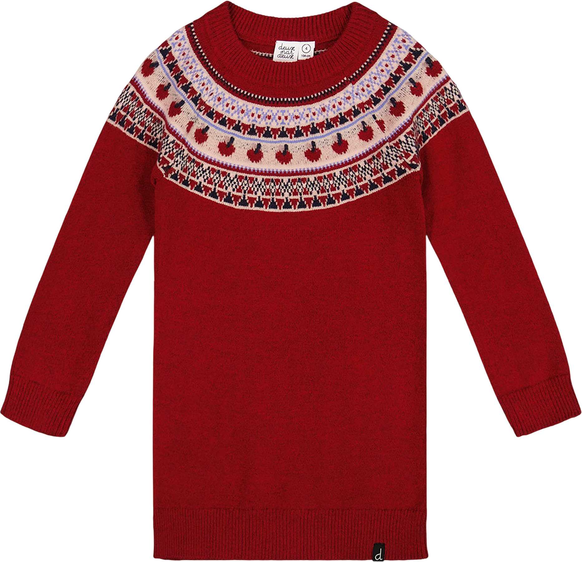 Product image for Knit Dress with Apple Jacquard Yoke - Big Girl