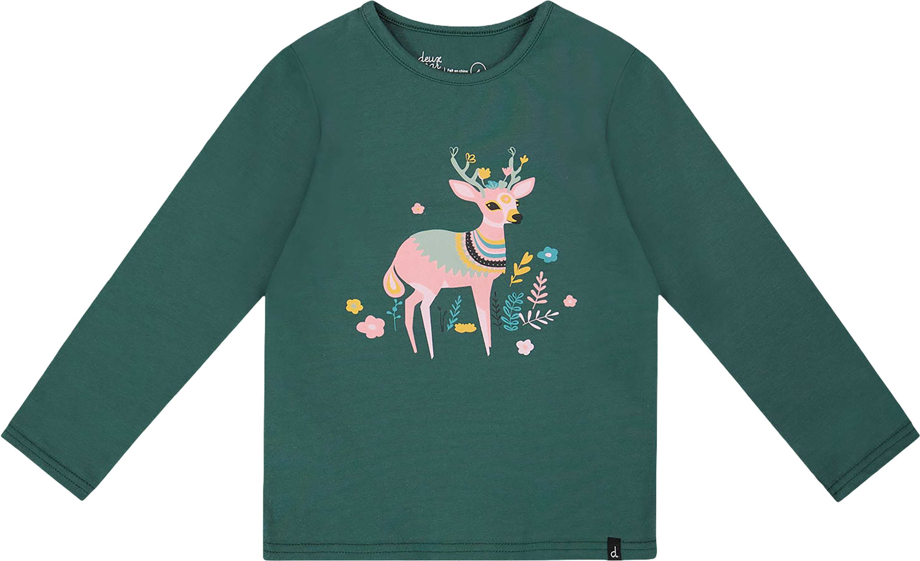 Product image for Dark Green Organic Cotton Long Sleeve T-Shirt - Little Girl