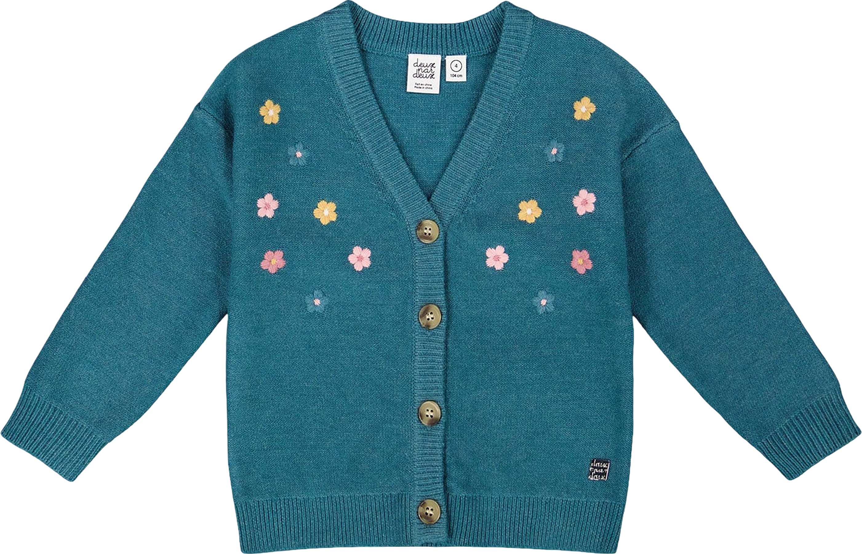 Product image for Knitted Cardigan with Flower Embroidery - Little Girl