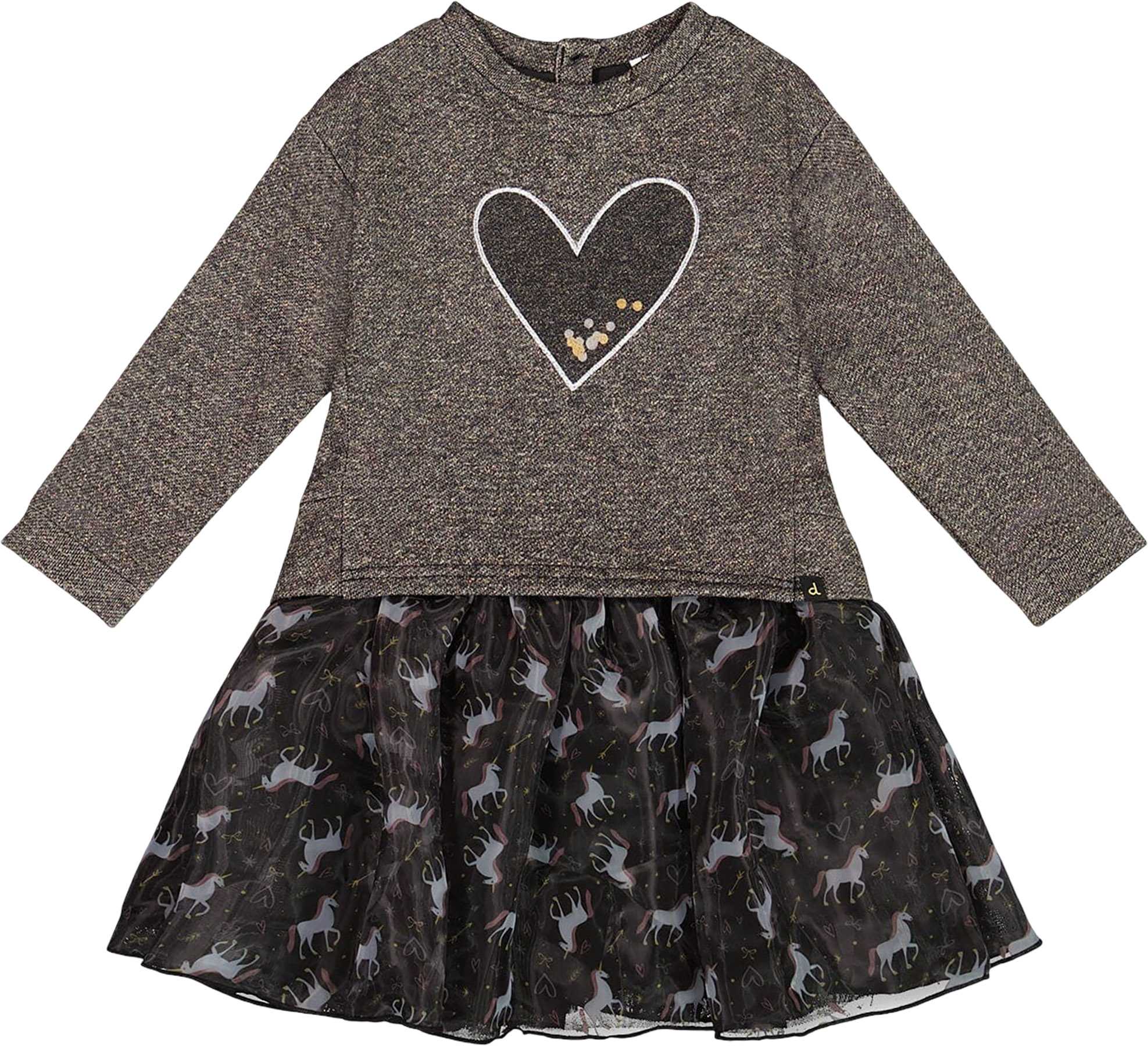Product image for Heart Bi-Material Dress with Mesh Skirt - Little Girl