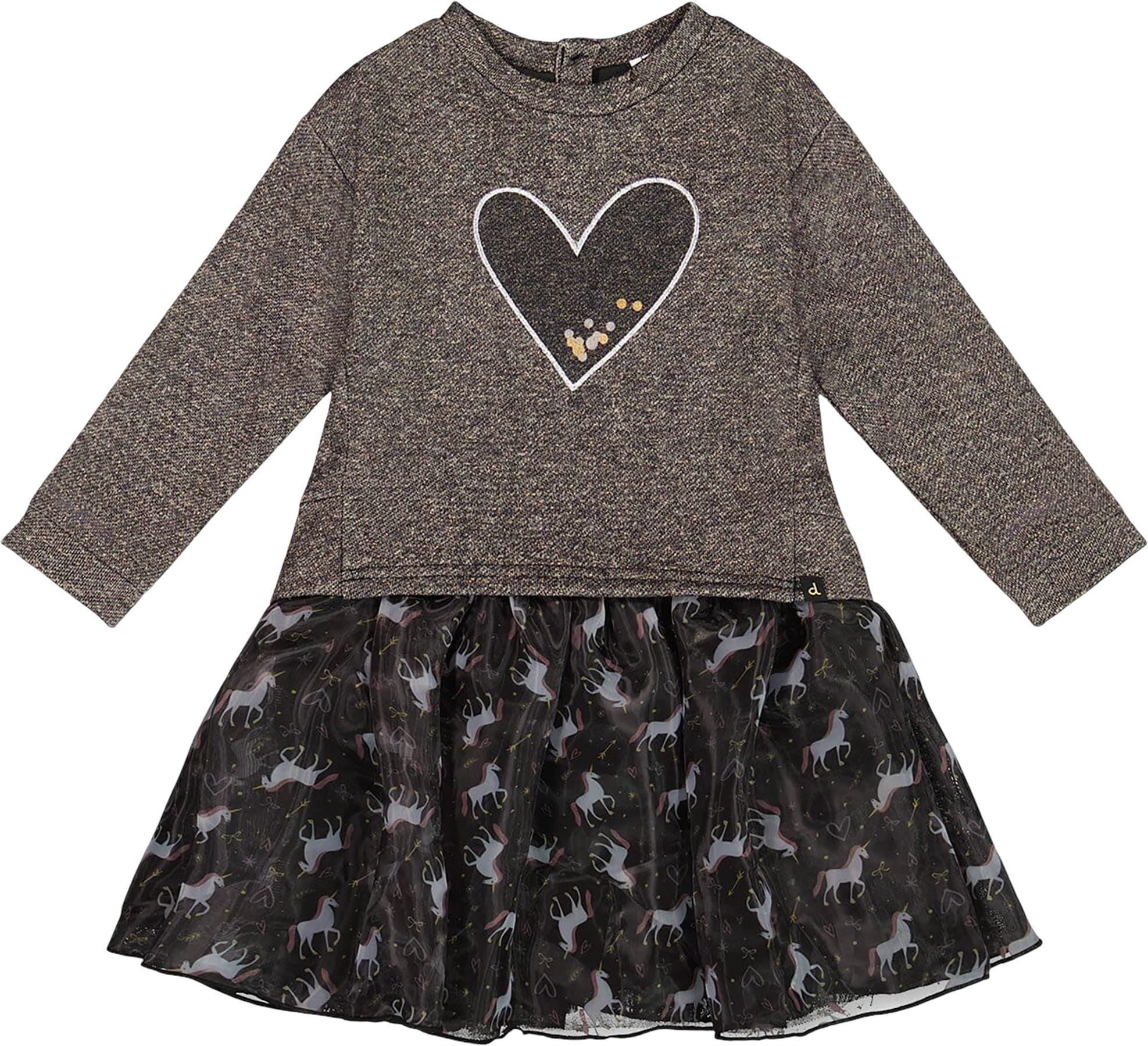 Product gallery image number 1 for product Heart Bi-Material Dress with Mesh Skirt - Little Girl