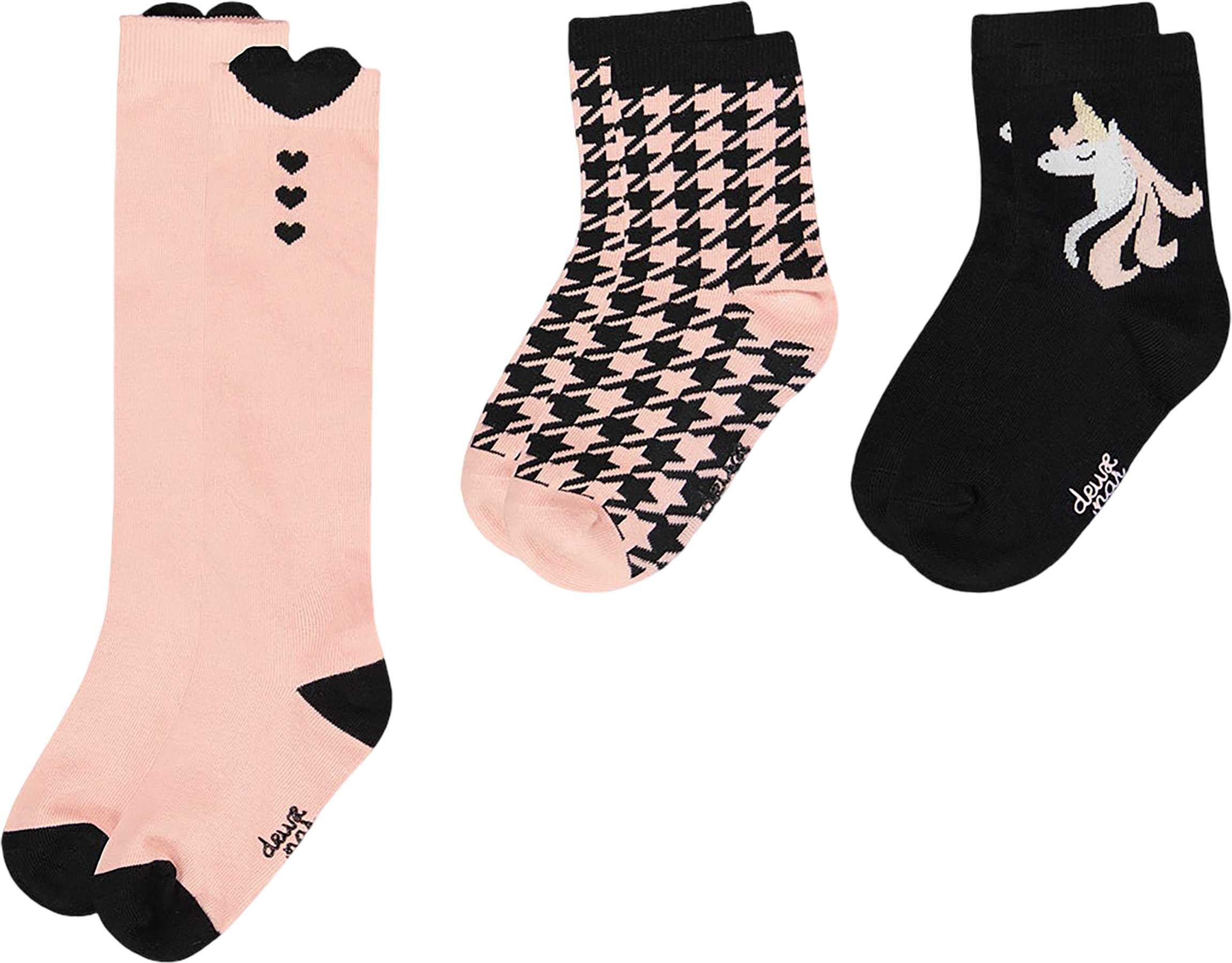 Product image for Black And Pink 3-Pack Knit Socks - Little Girl