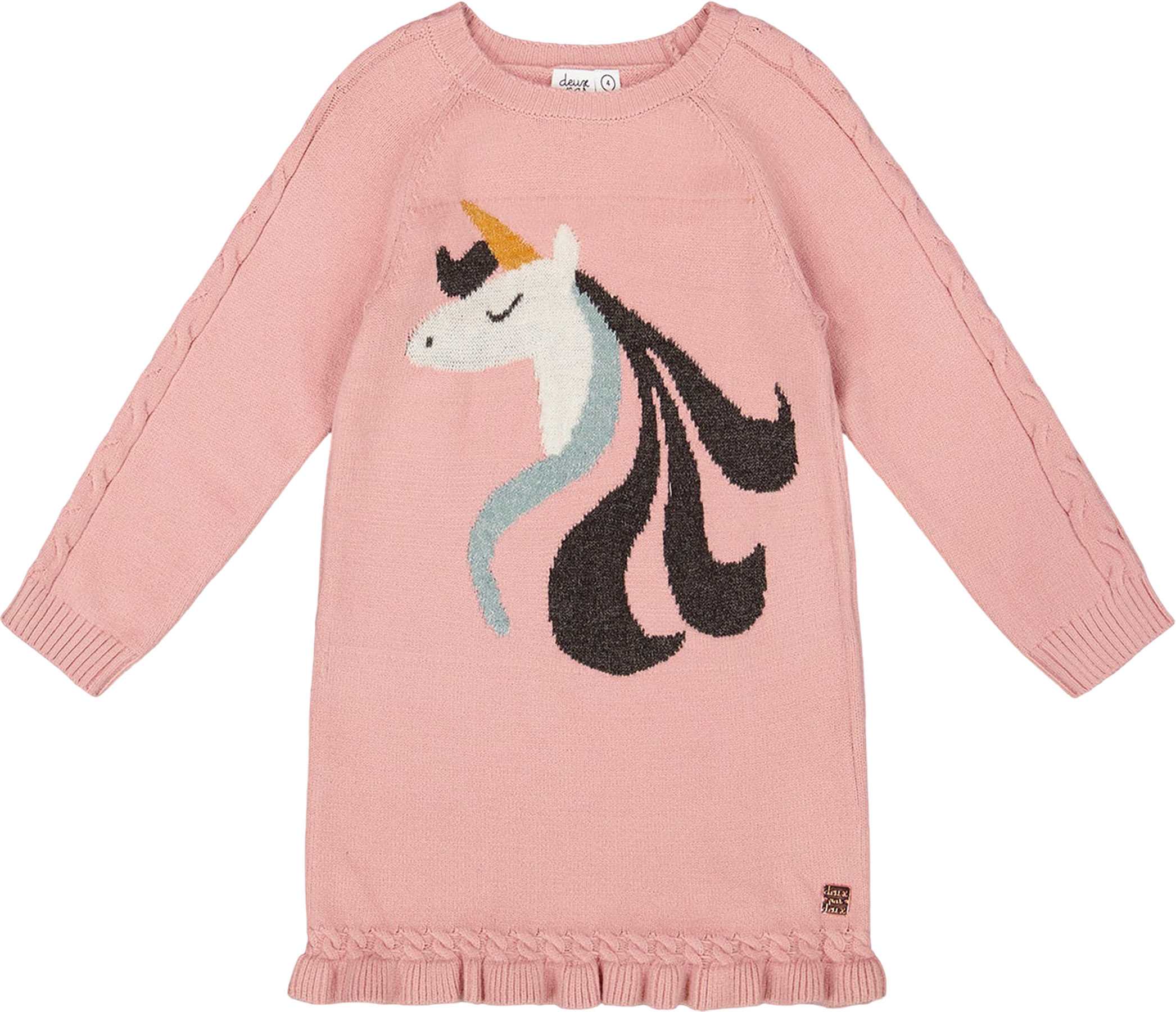Product image for Knitted Dress with Unicorn Intarsia - Big Girl