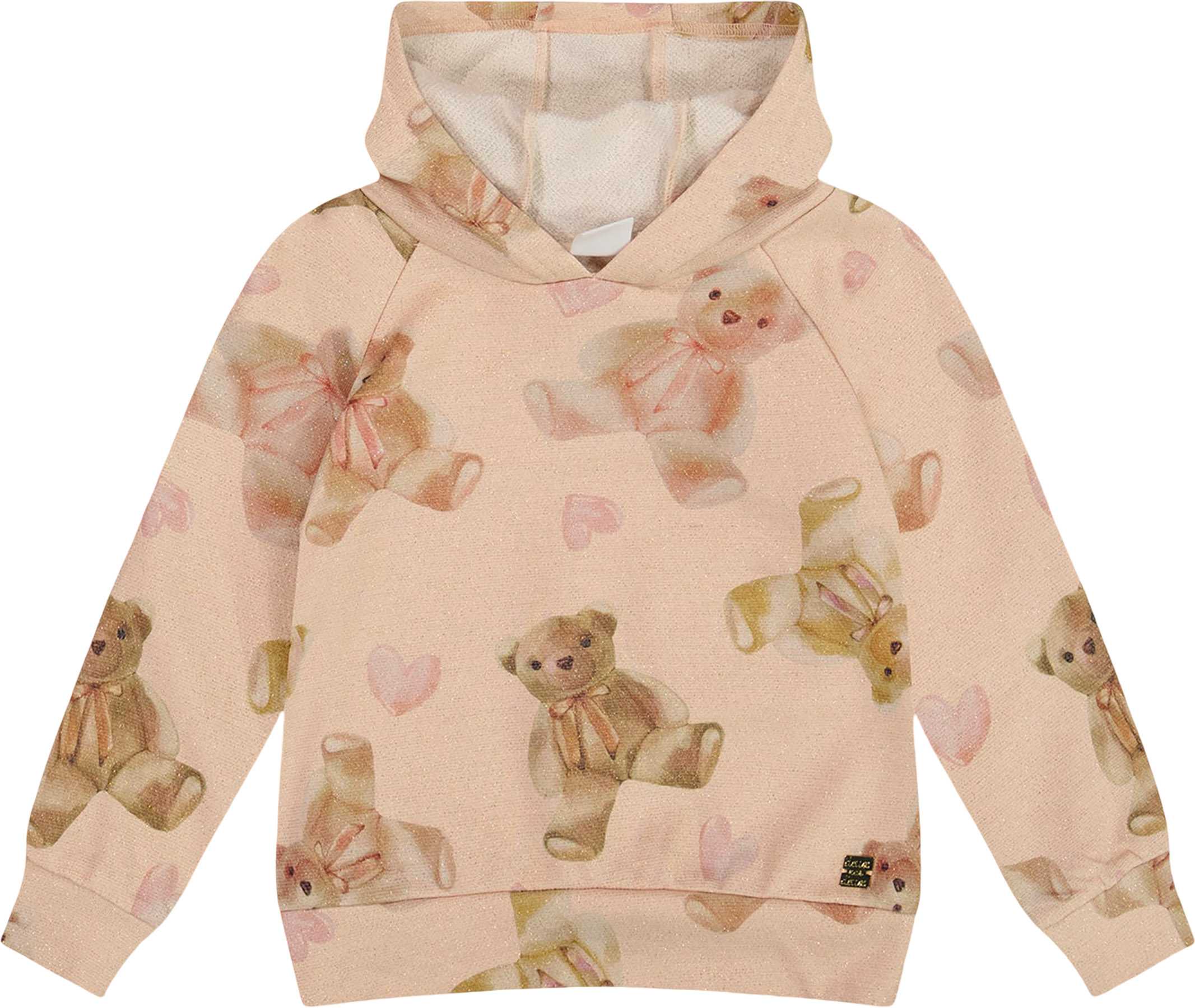 Product image for Teddy Bear Print Glittering French Terry Hoodie - Little Girl