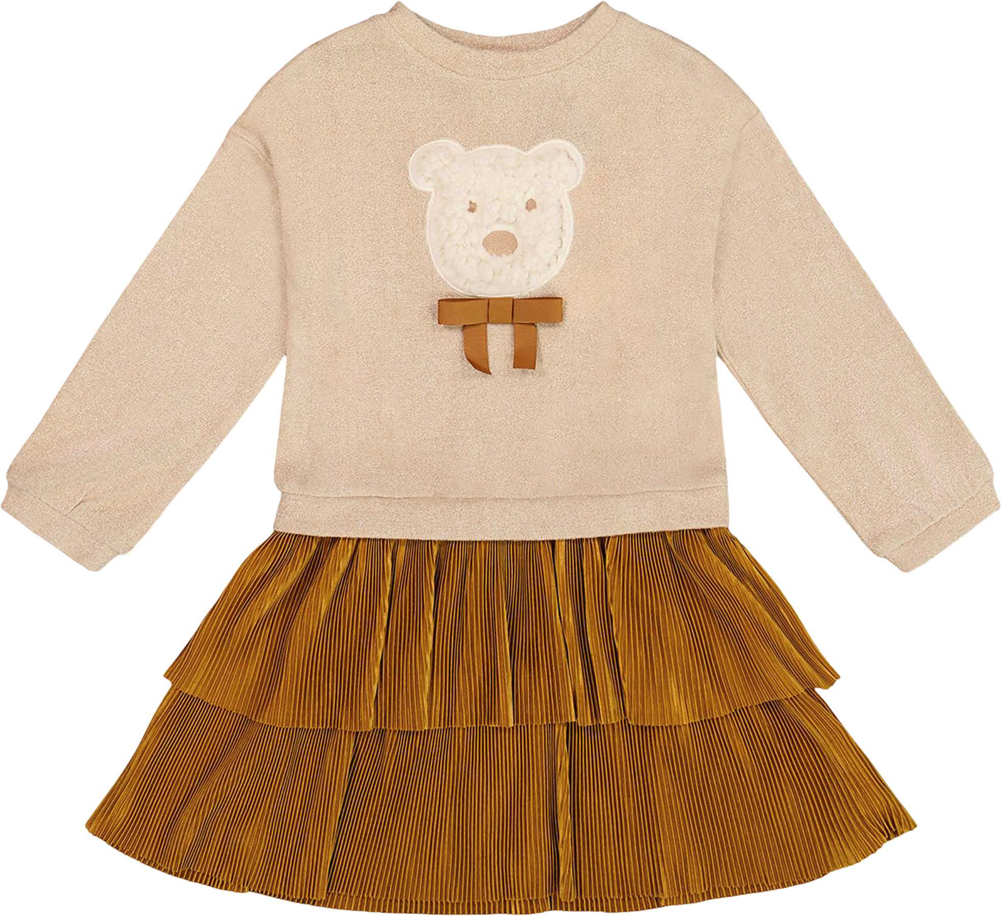 Product image for Bi-Material Dress with Layered Skirt - Little Girl