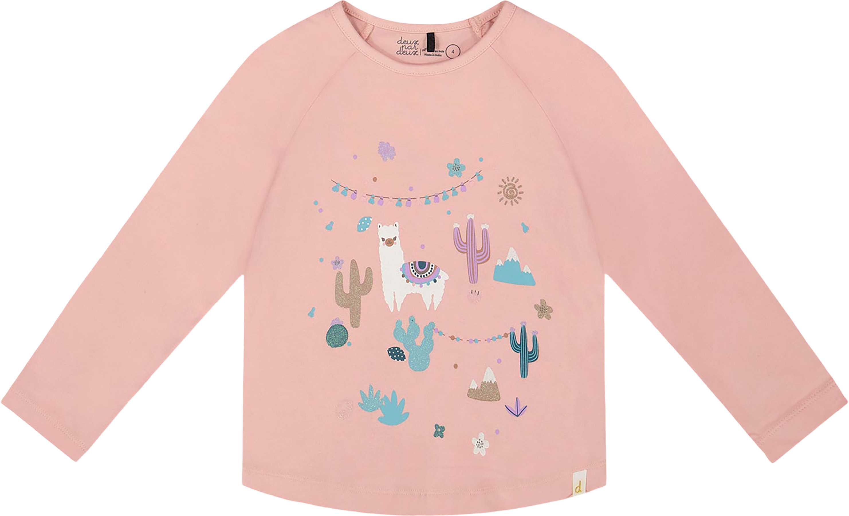 Product image for Dusty Pink With Llama Organic Cotton T-Shirt - Big Girl