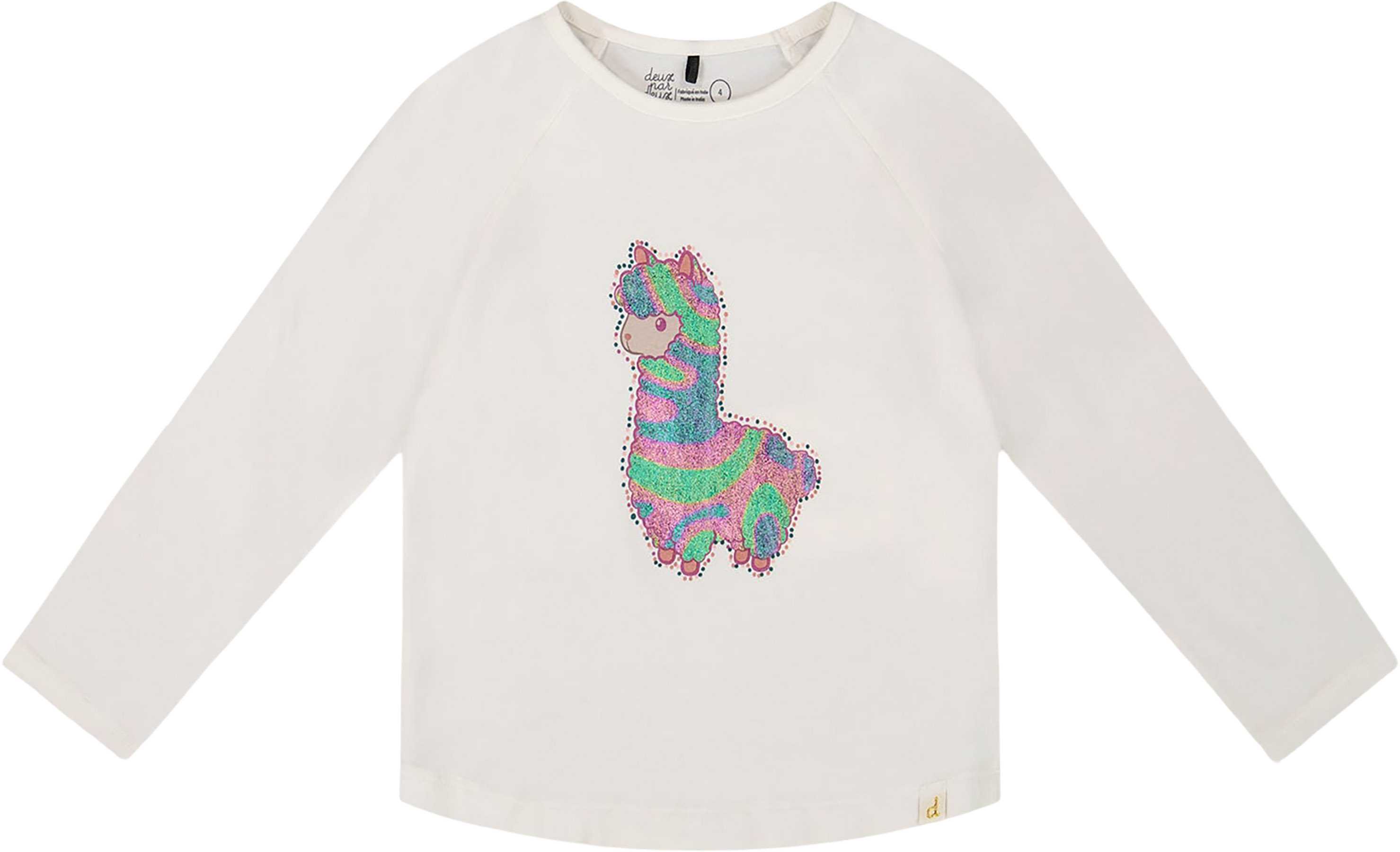 Product image for Dusty Pink With Llama Organic Cotton T-Shirt - Little Girl