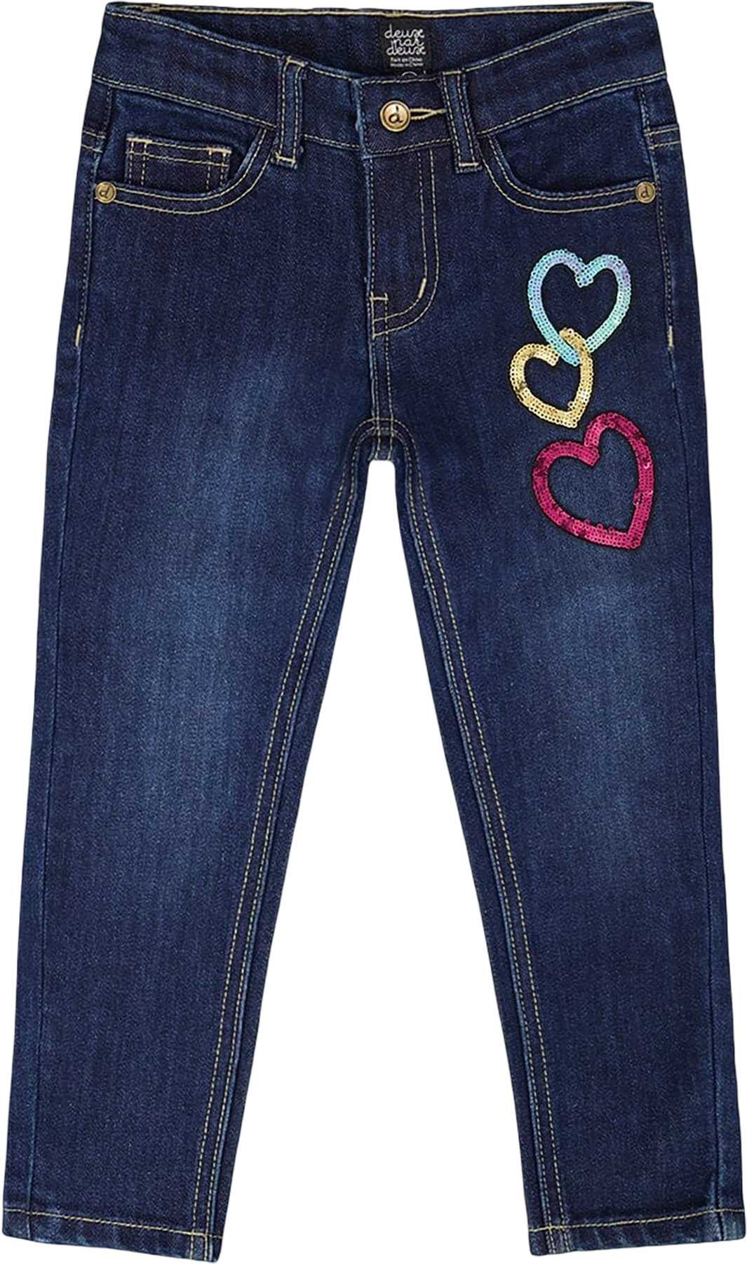 Image de produit pour Jean extensible avec cœurs pailletés - Petite fille