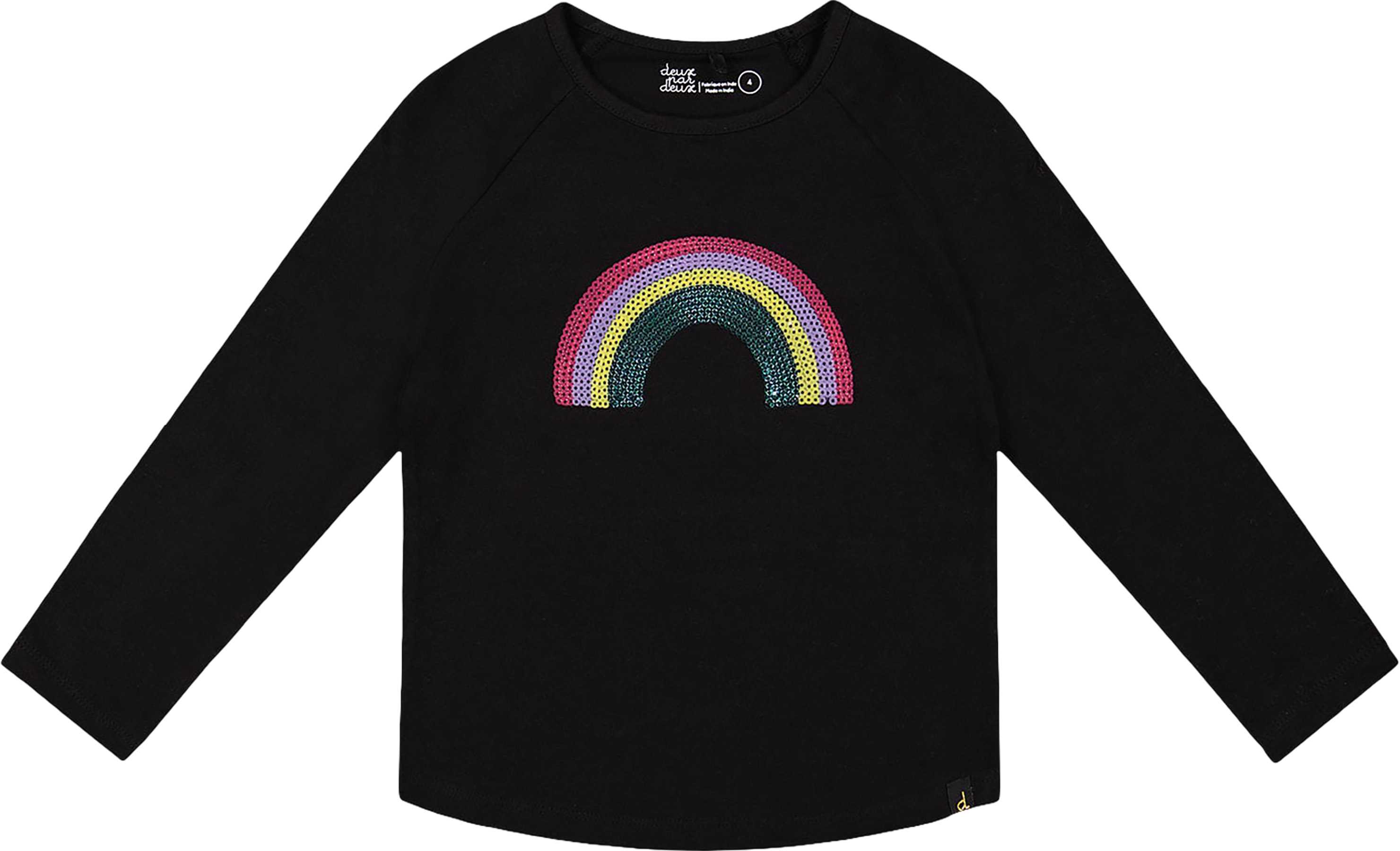 Image de produit pour T-shirt à manches longues en coton biologique Noir et Sequin Rainbow - Grande fille