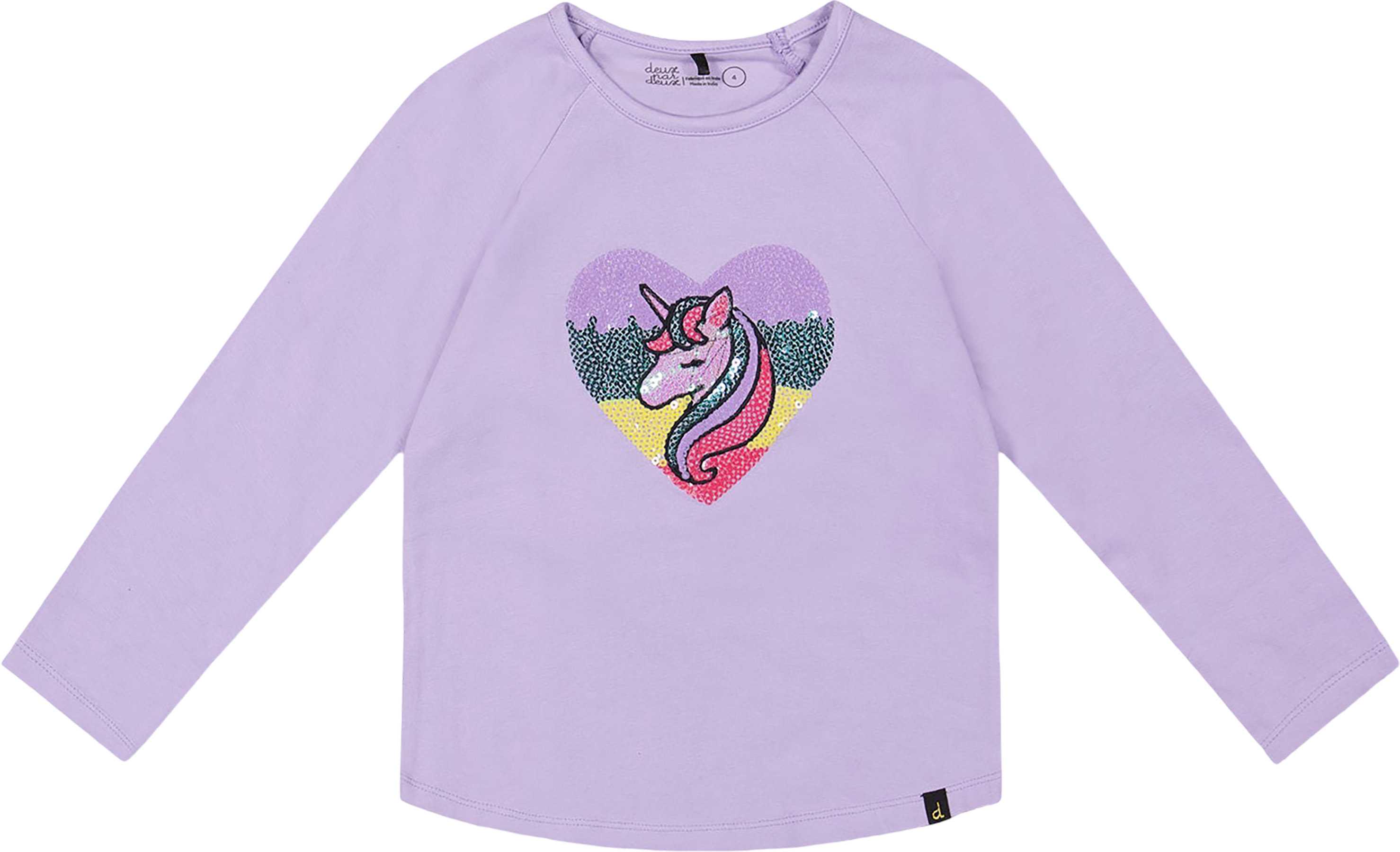 Product image for Black With Sequin Rainbow Organic Cotton Long Sleeve T-Shirt - Little Girl