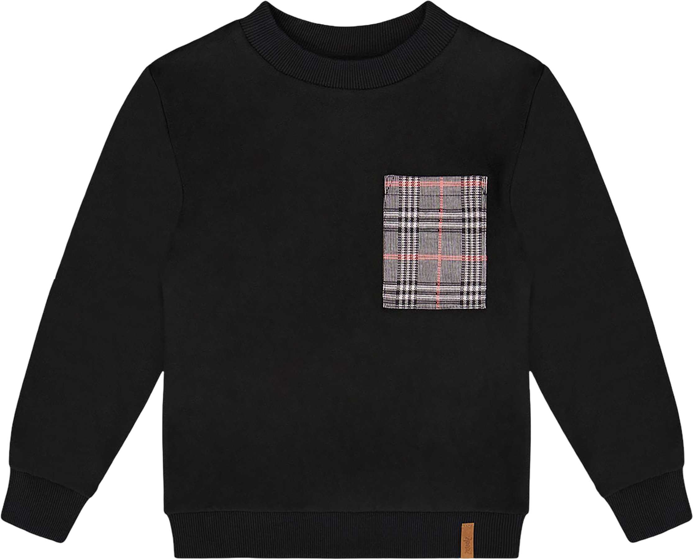 Product image for Super Soft Brushed Jersey Long Sleeve Top with Plaid Pocket - Little Boy