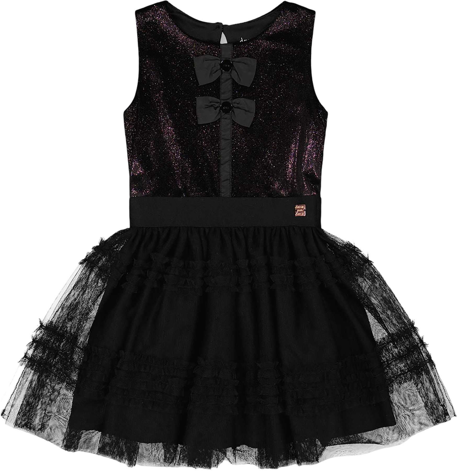 Product image for Sleeveless Bi-Material Velour and Mesh Dress - Little Girl