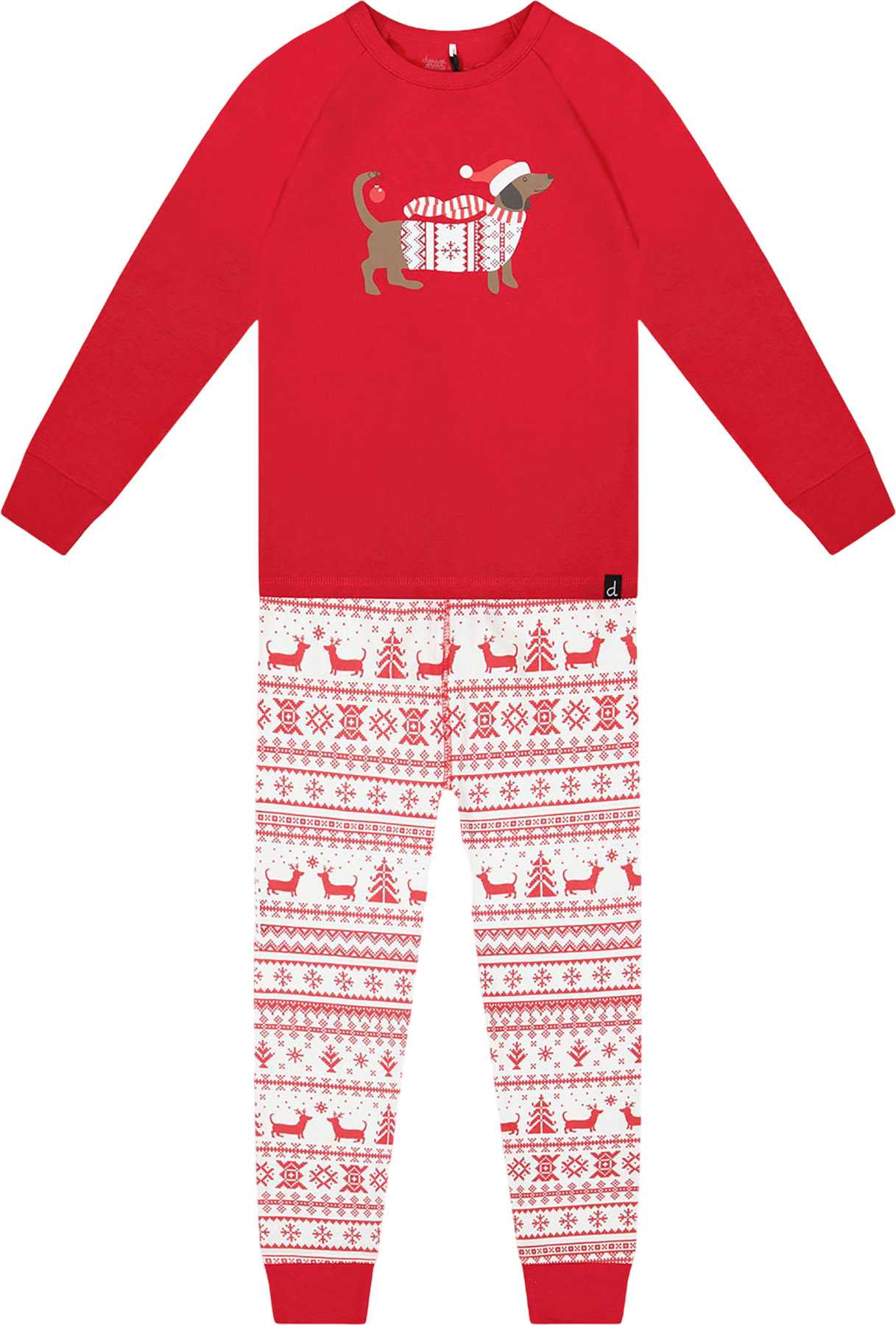 Product image for Organic Cotton Red and White Fairisle Two-Piece Pajamas - Baby