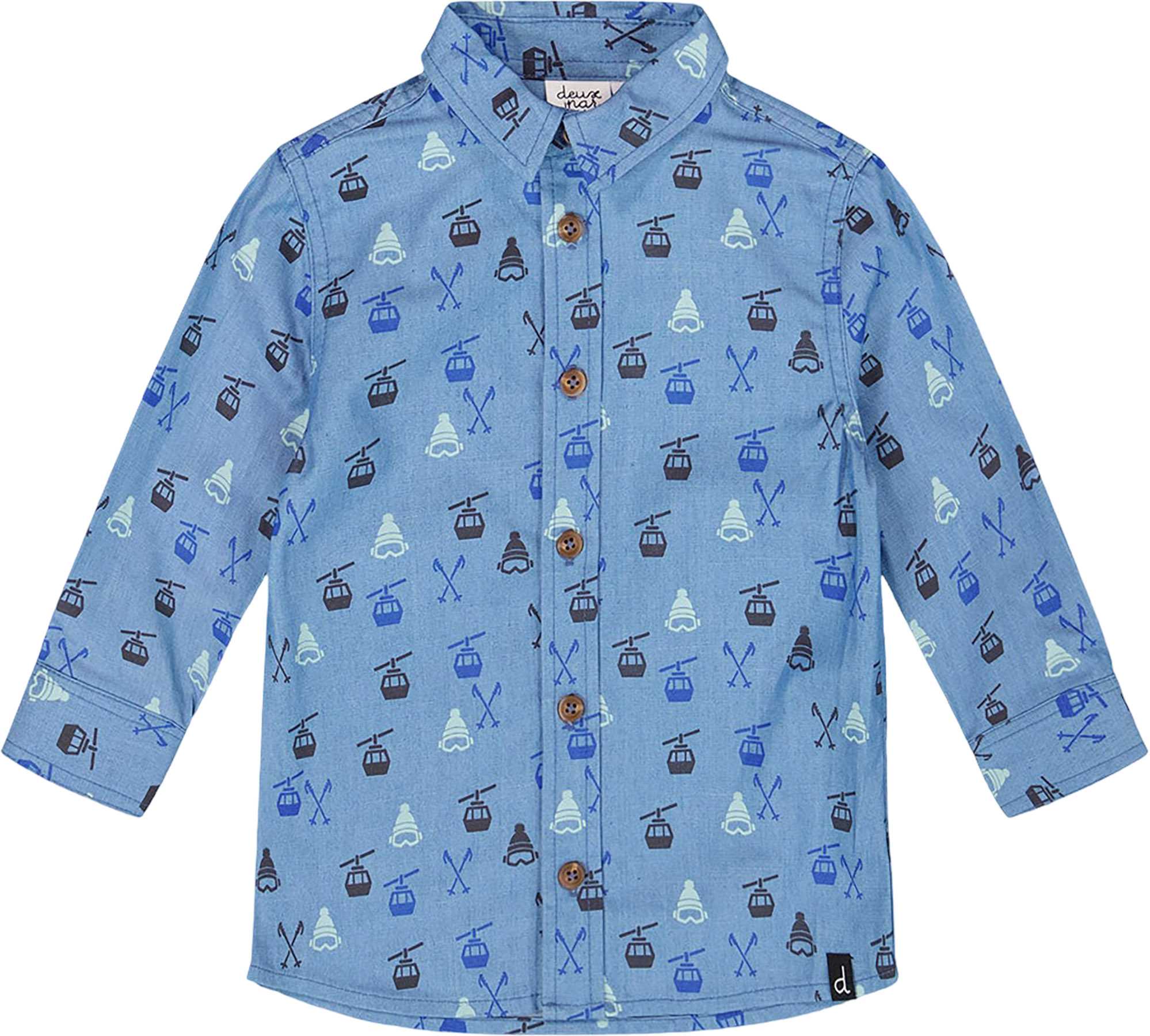 Product image for Printed Long Sleeve Button Front Chambray Shirt - Baby Boy