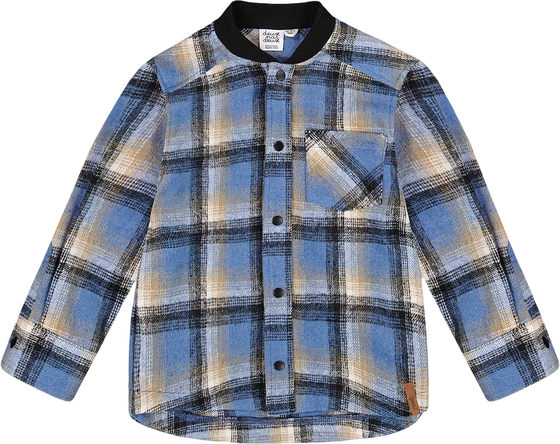 Product image for Long Sleeve Brushed Plaid Button Down Shirt with Rib Collar - Little Boy